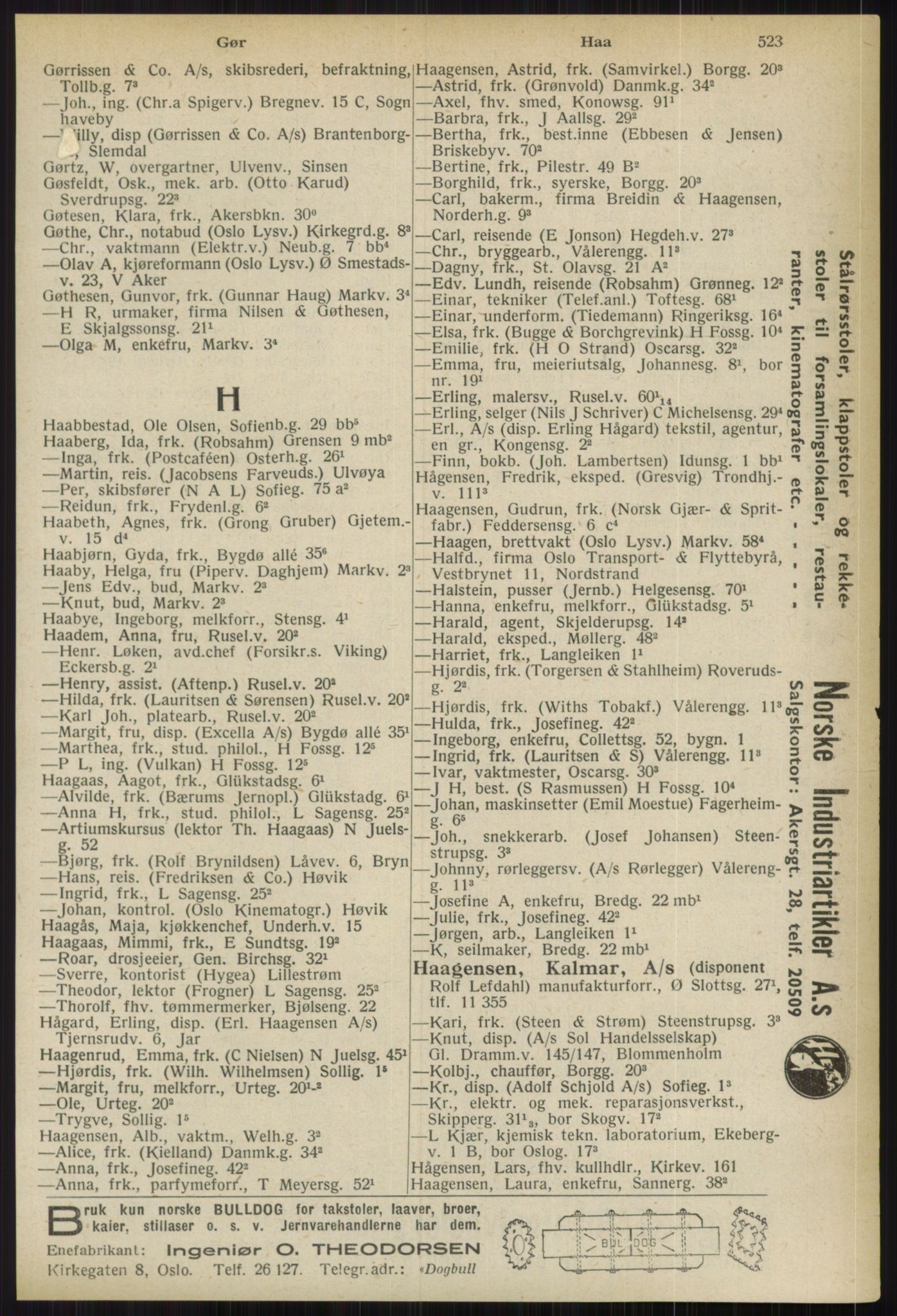 Kristiania/Oslo adressebok, PUBL/-, 1936, p. 523