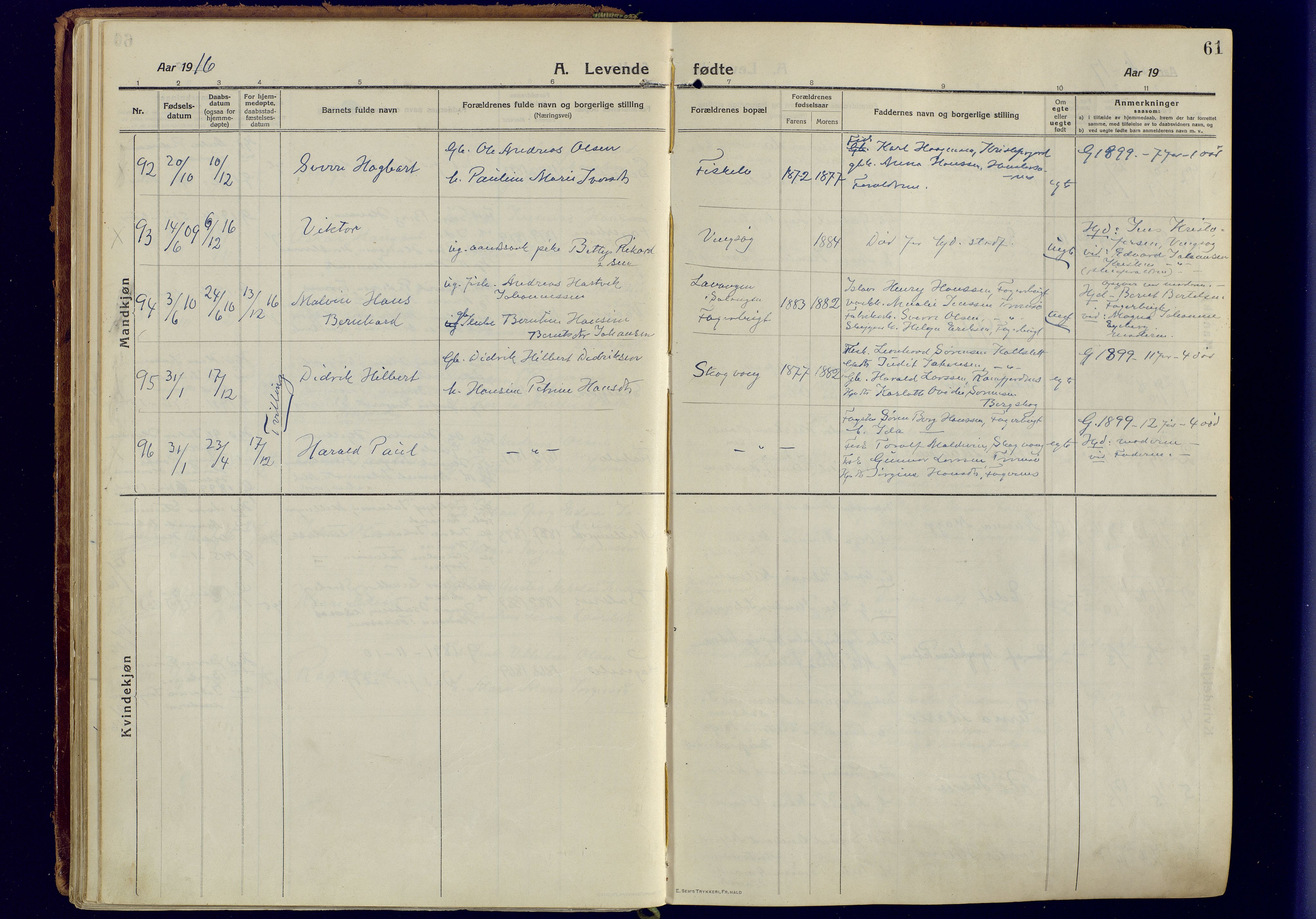 Tromsøysund sokneprestkontor, SATØ/S-1304/G/Ga/L0008kirke: Parish register (official) no. 8, 1914-1922, p. 61