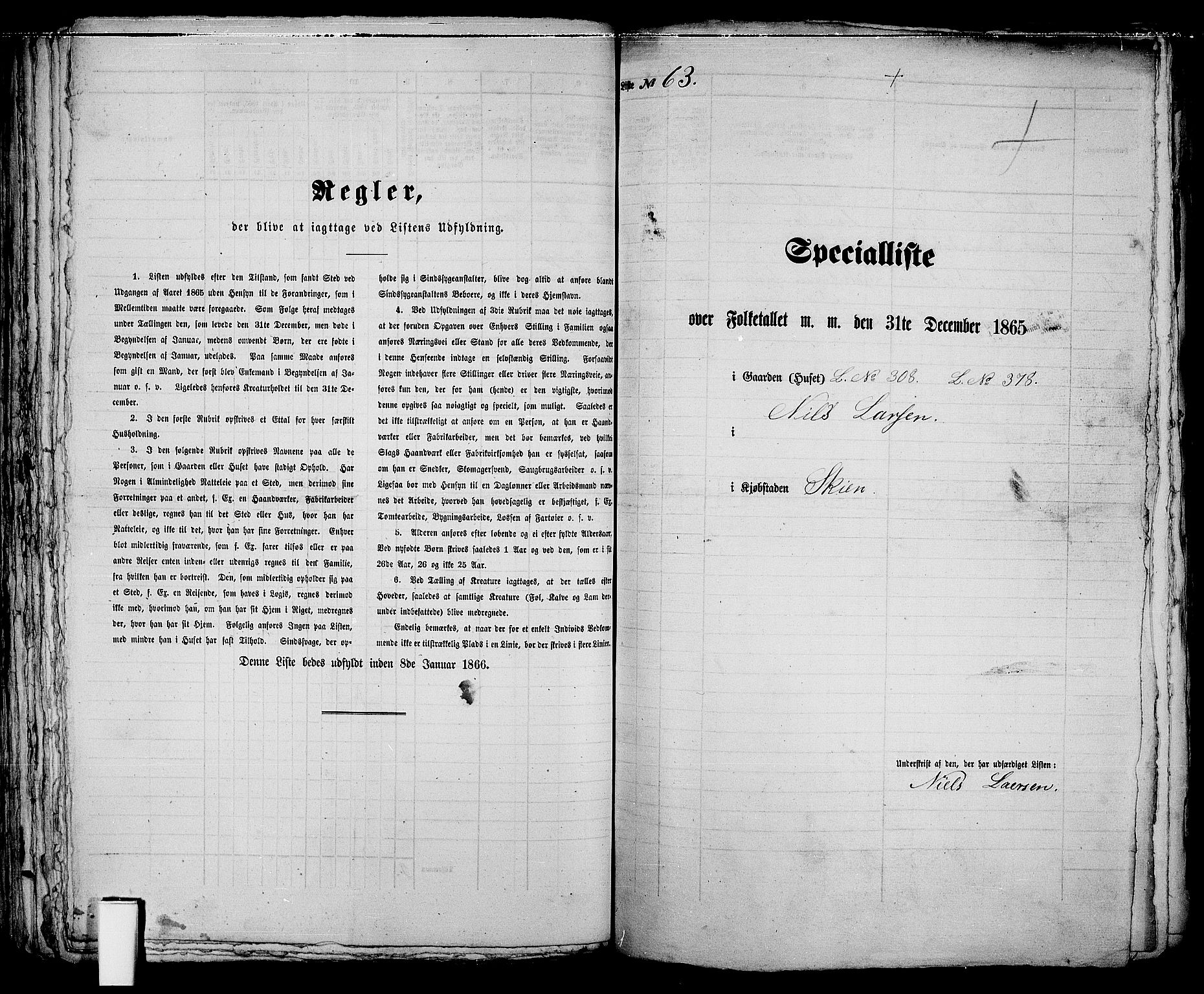 RA, 1865 census for Skien, 1865, p. 137