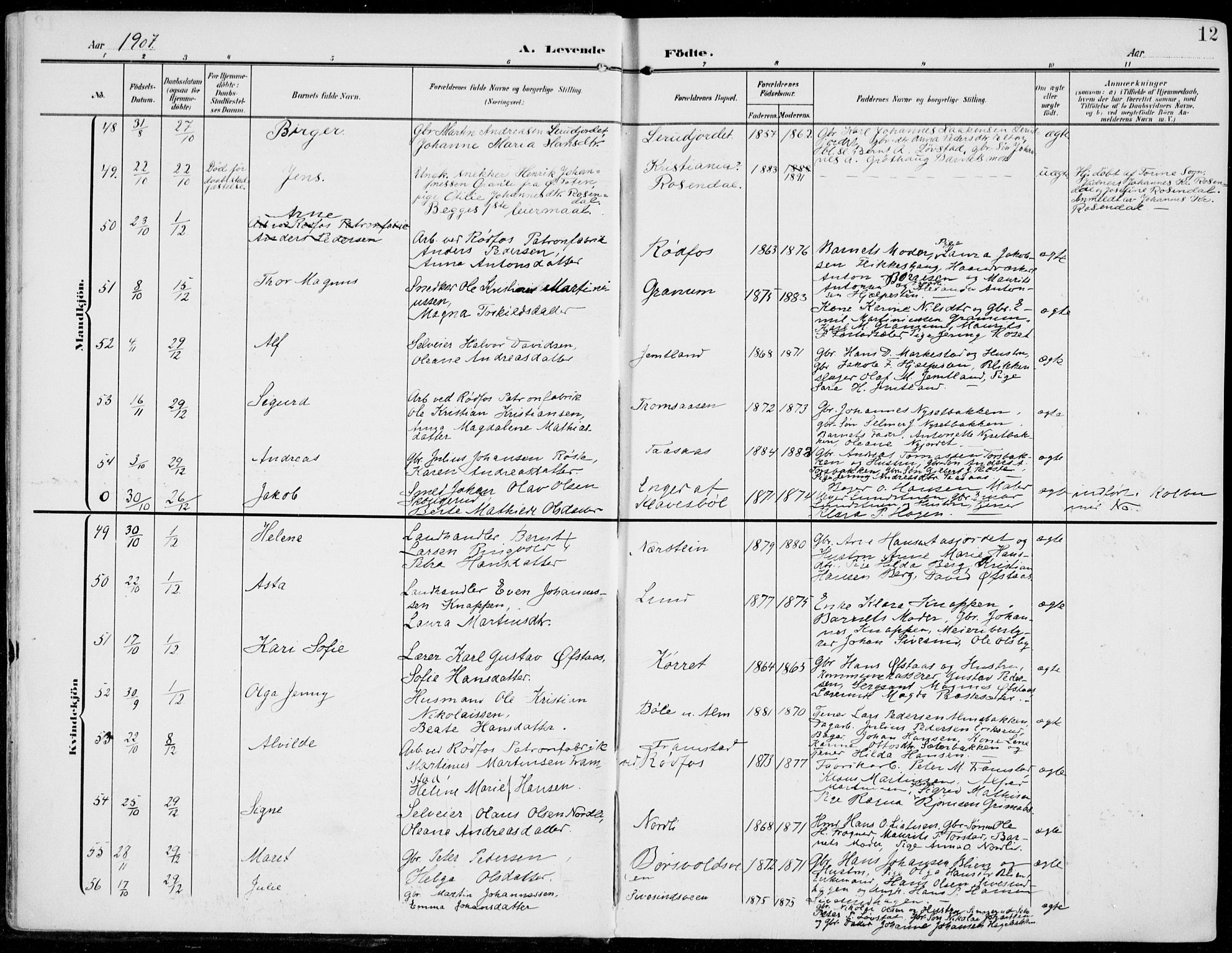 Vestre Toten prestekontor, AV/SAH-PREST-108/H/Ha/Haa/L0014: Parish register (official) no. 14, 1907-1920, p. 12