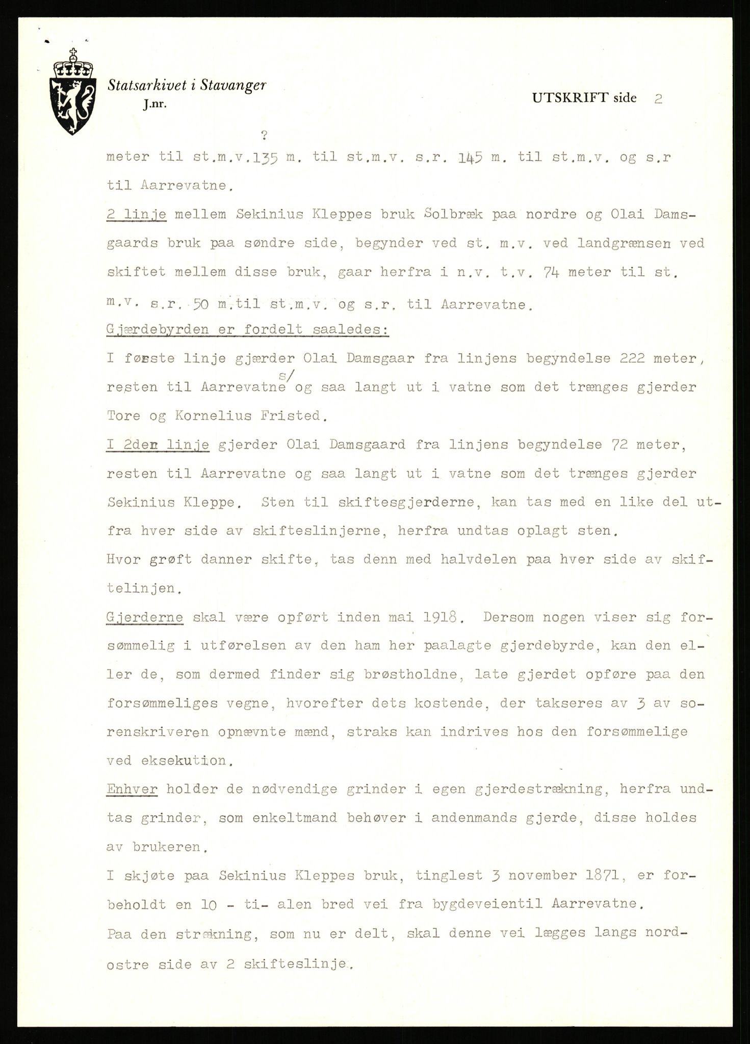 Statsarkivet i Stavanger, SAST/A-101971/03/Y/Yj/L0022: Avskrifter sortert etter gårdsnavn: Foss - Frøiland i Hetland, 1750-1930, p. 527