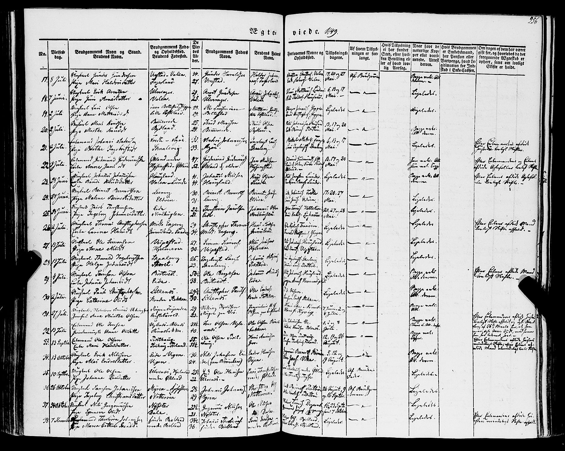 Stord sokneprestembete, SAB/A-78201/H/Haa: Parish register (official) no. A 7, 1841-1861, p. 256