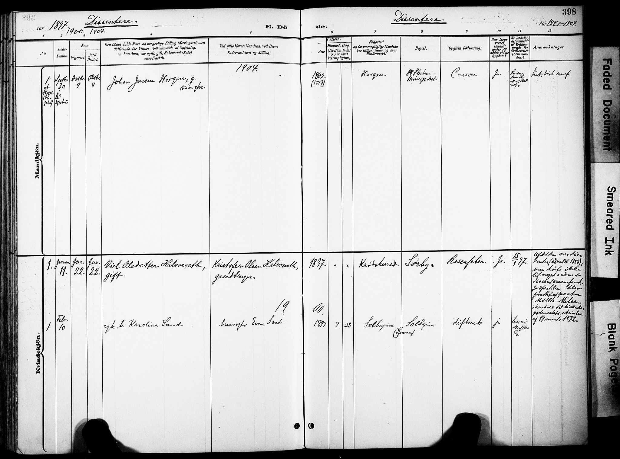 Eiker kirkebøker, SAKO/A-4/F/Fb/L0003: Parish register (official) no. II 3, 1896-1942, p. 398