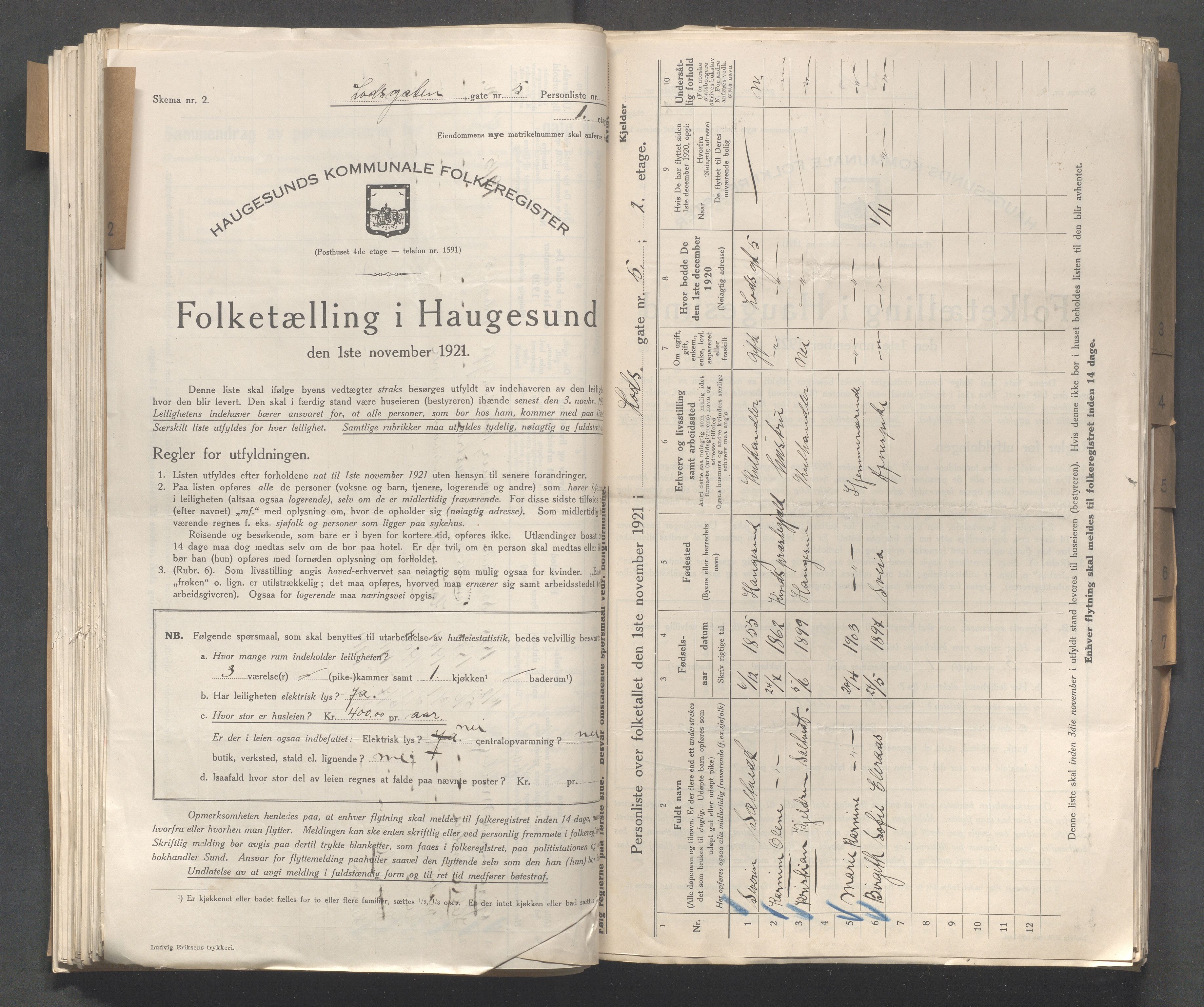 IKAR, Local census 1.11.1921 for Haugesund, 1921, p. 6374