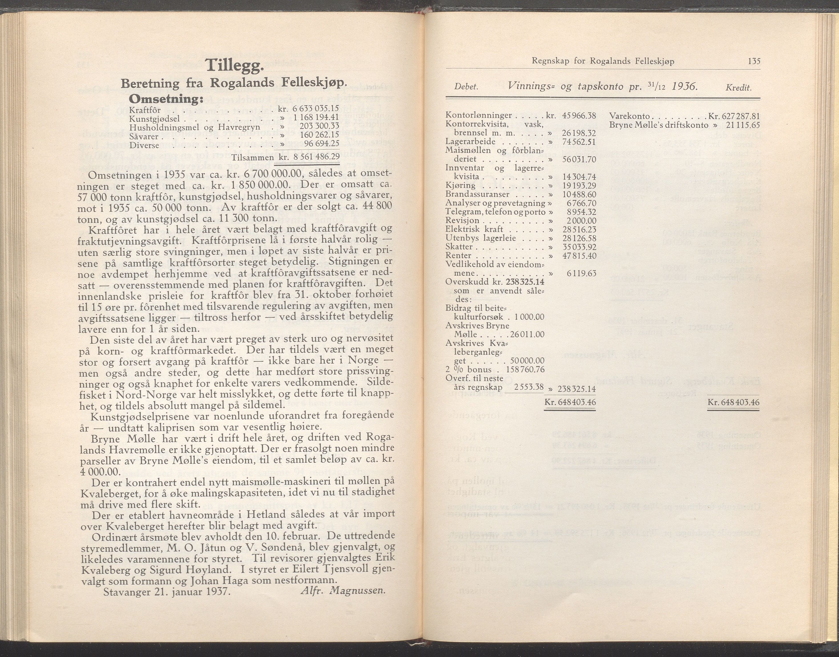 Rogaland fylkeskommune - Fylkesrådmannen , IKAR/A-900/A/Aa/Aaa/L0056: Møtebok , 1937, p. 134-135