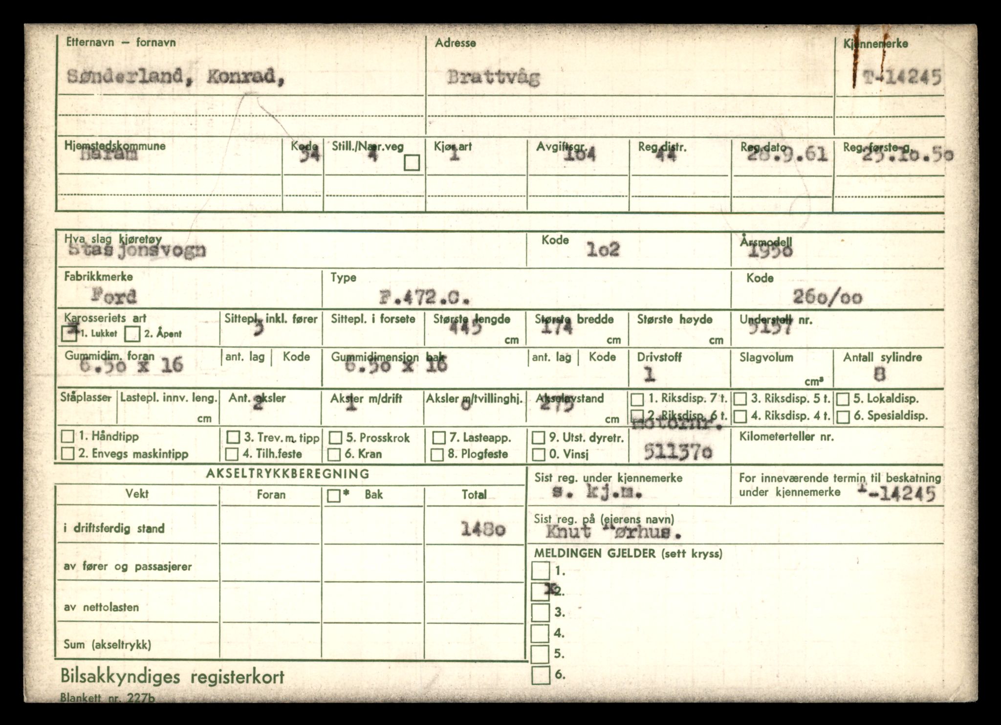 Møre og Romsdal vegkontor - Ålesund trafikkstasjon, AV/SAT-A-4099/F/Fe/L0044: Registreringskort for kjøretøy T 14205 - T 14319, 1927-1998, p. 1178