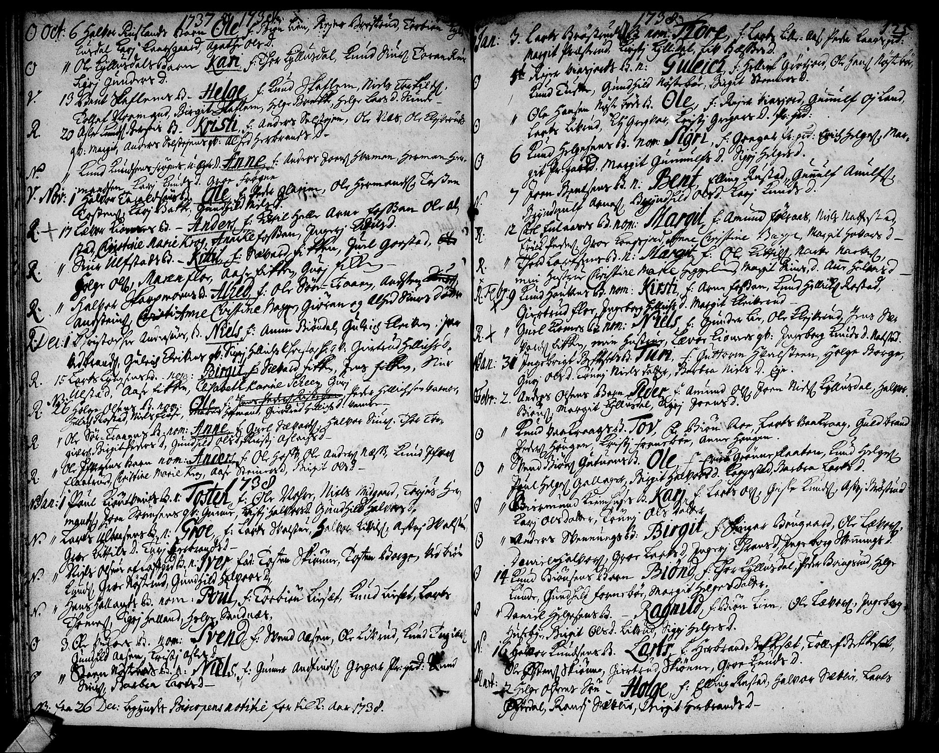 Rollag kirkebøker, AV/SAKO-A-240/F/Fa/L0002: Parish register (official) no. I 2, 1714-1742, p. 125