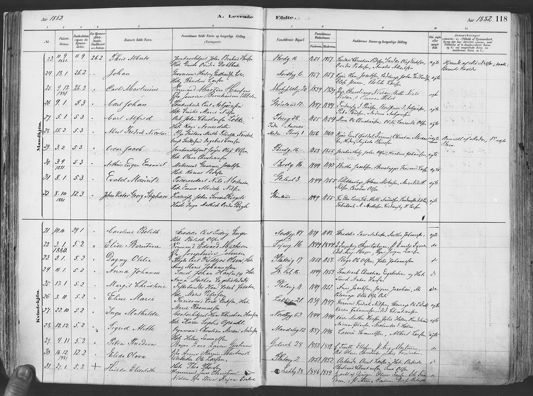 Grønland prestekontor Kirkebøker, AV/SAO-A-10848/F/Fa/L0007: Parish register (official) no. 7, 1878-1888, p. 118