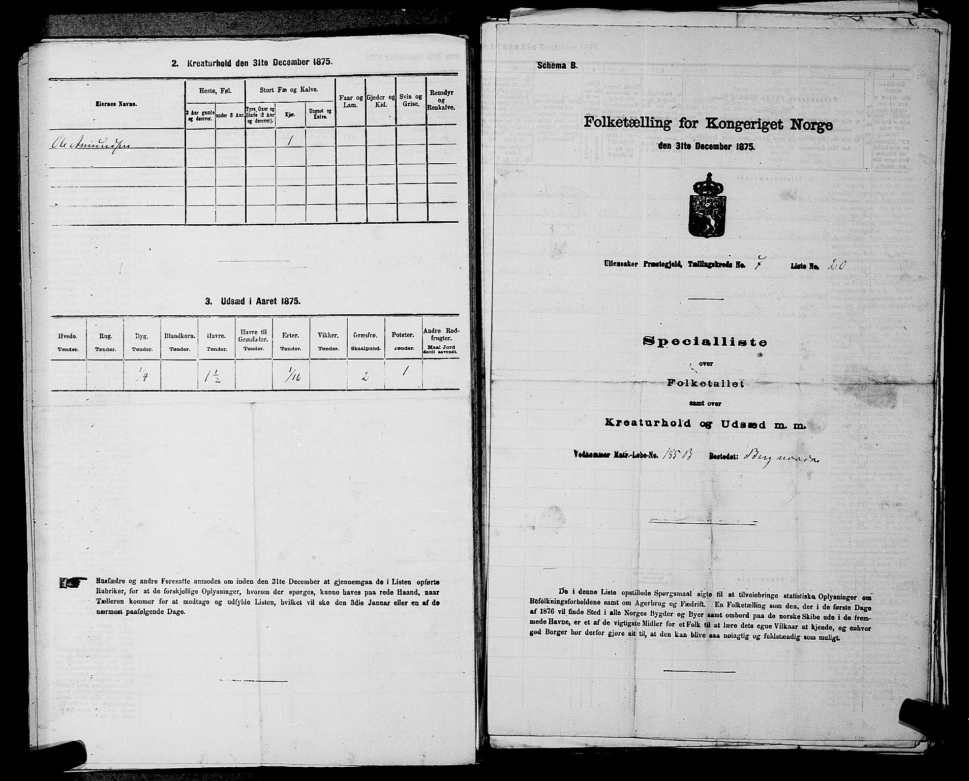 RA, 1875 census for 0235P Ullensaker, 1875, p. 963