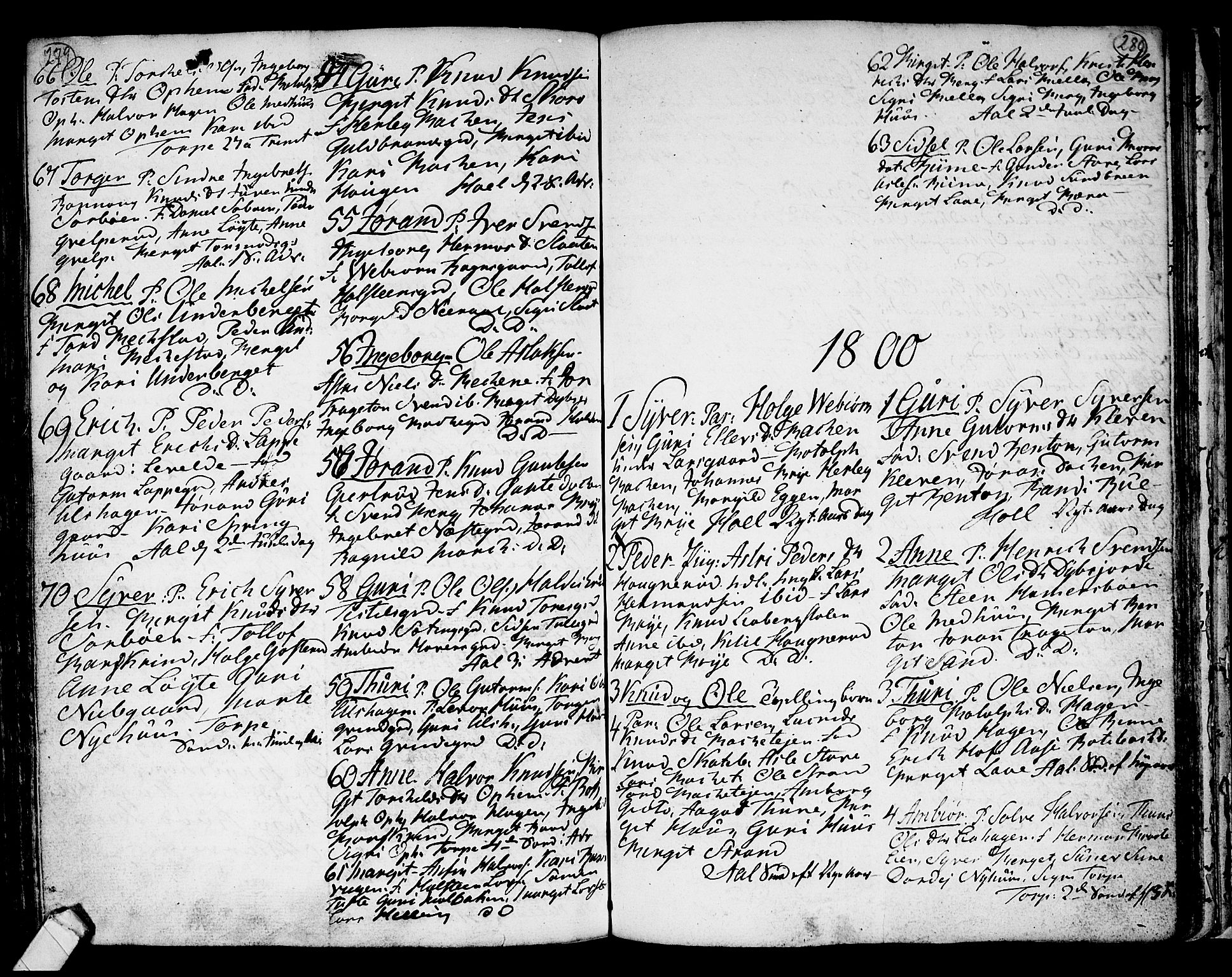 Ål kirkebøker, AV/SAKO-A-249/F/Fa/L0002: Parish register (official) no. I 2, 1771-1806, p. 279-280