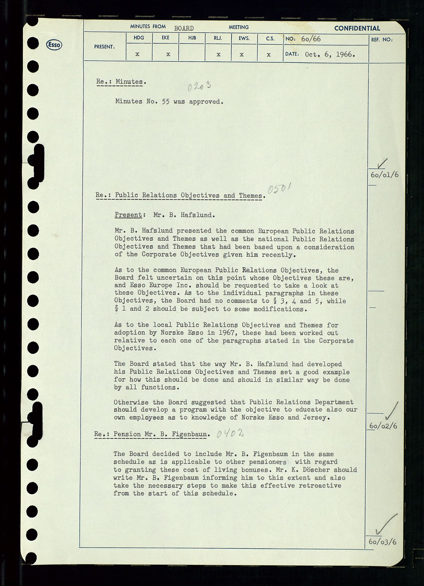 Pa 0982 - Esso Norge A/S, AV/SAST-A-100448/A/Aa/L0002/0002: Den administrerende direksjon Board minutes (styrereferater) / Den administrerende direksjon Board minutes (styrereferater), 1966, p. 123