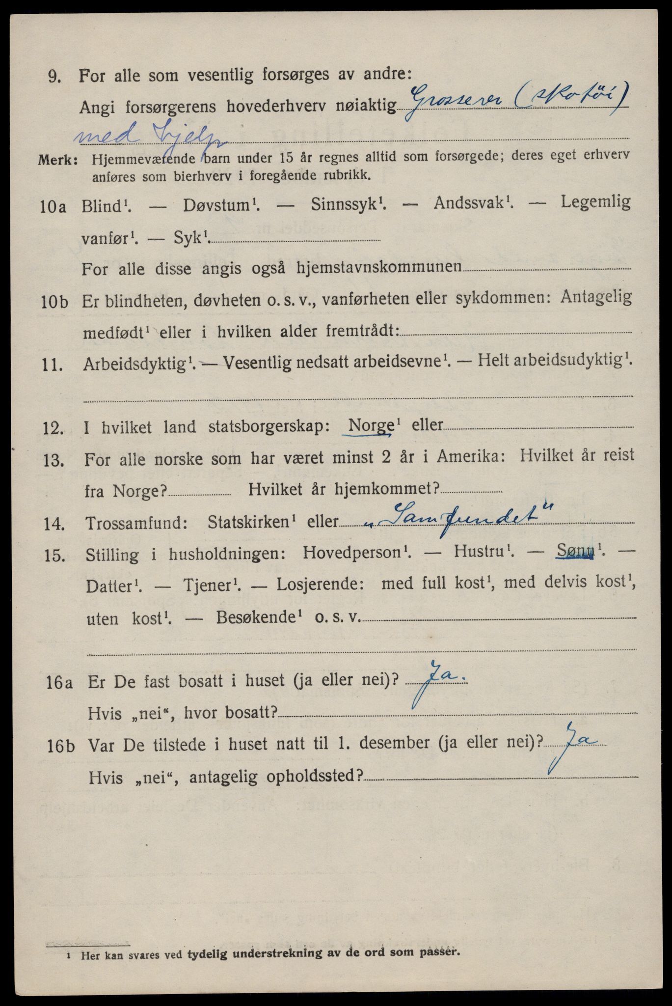 SAST, 1920 census for Eigersund, 1920, p. 2934