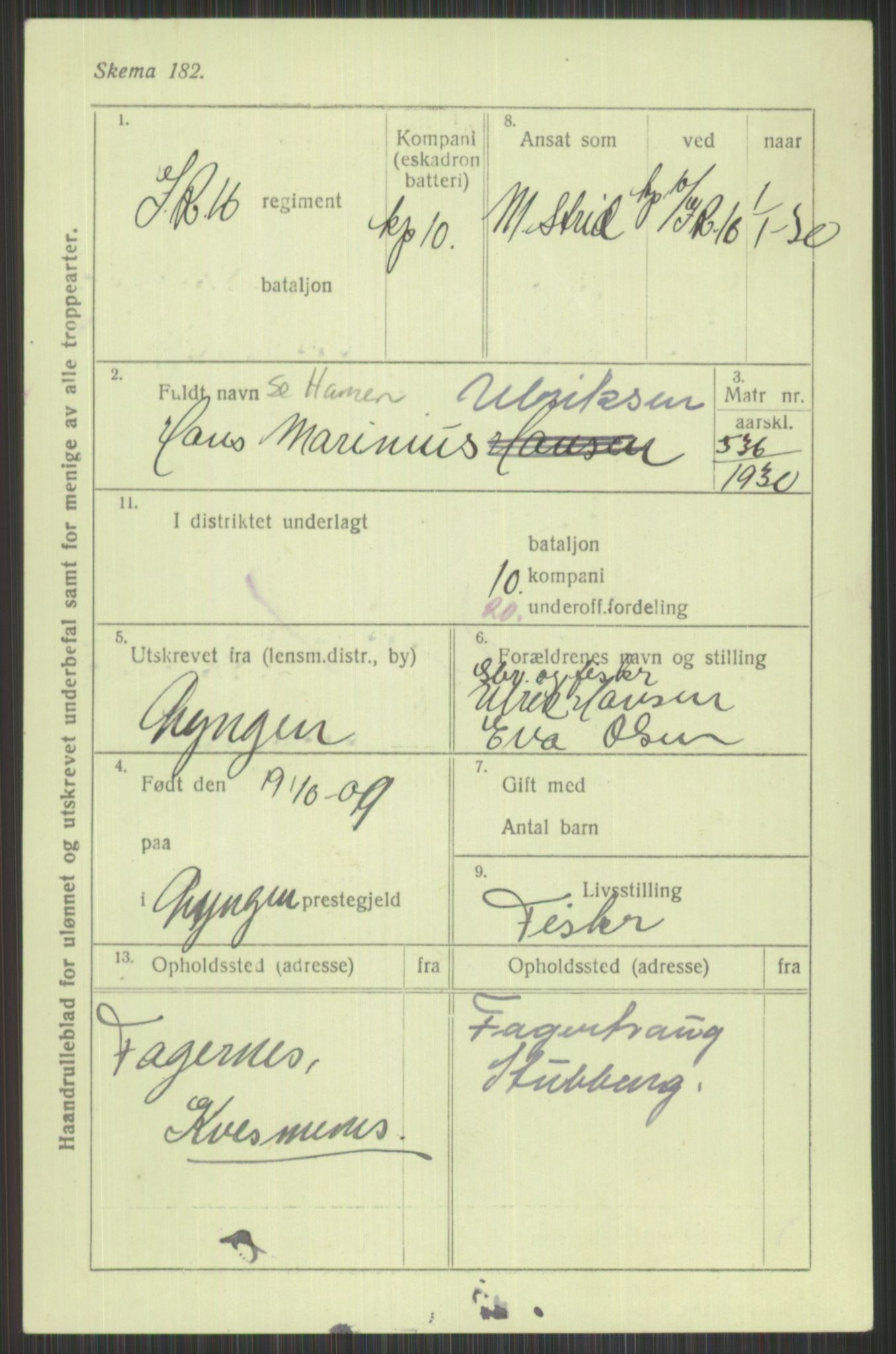 Forsvaret, Troms infanteriregiment nr. 16, AV/RA-RAFA-3146/P/Pa/L0014: Rulleblad for regimentets menige mannskaper, årsklasse 1930, 1930, p. 1061