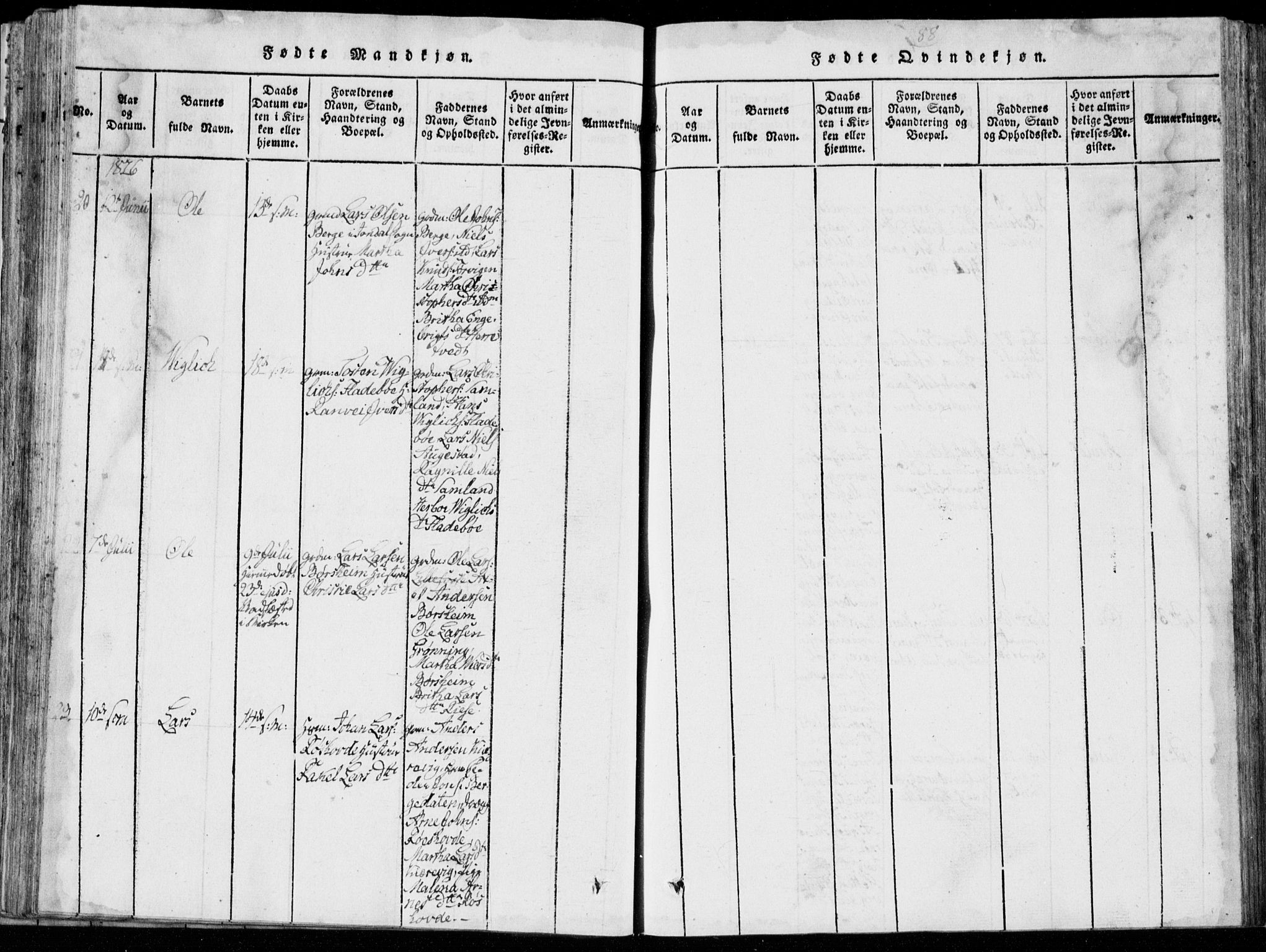 Strandebarm sokneprestembete, SAB/A-78401/H/Hab: Parish register (copy) no. A  1, 1816-1826, p. 88