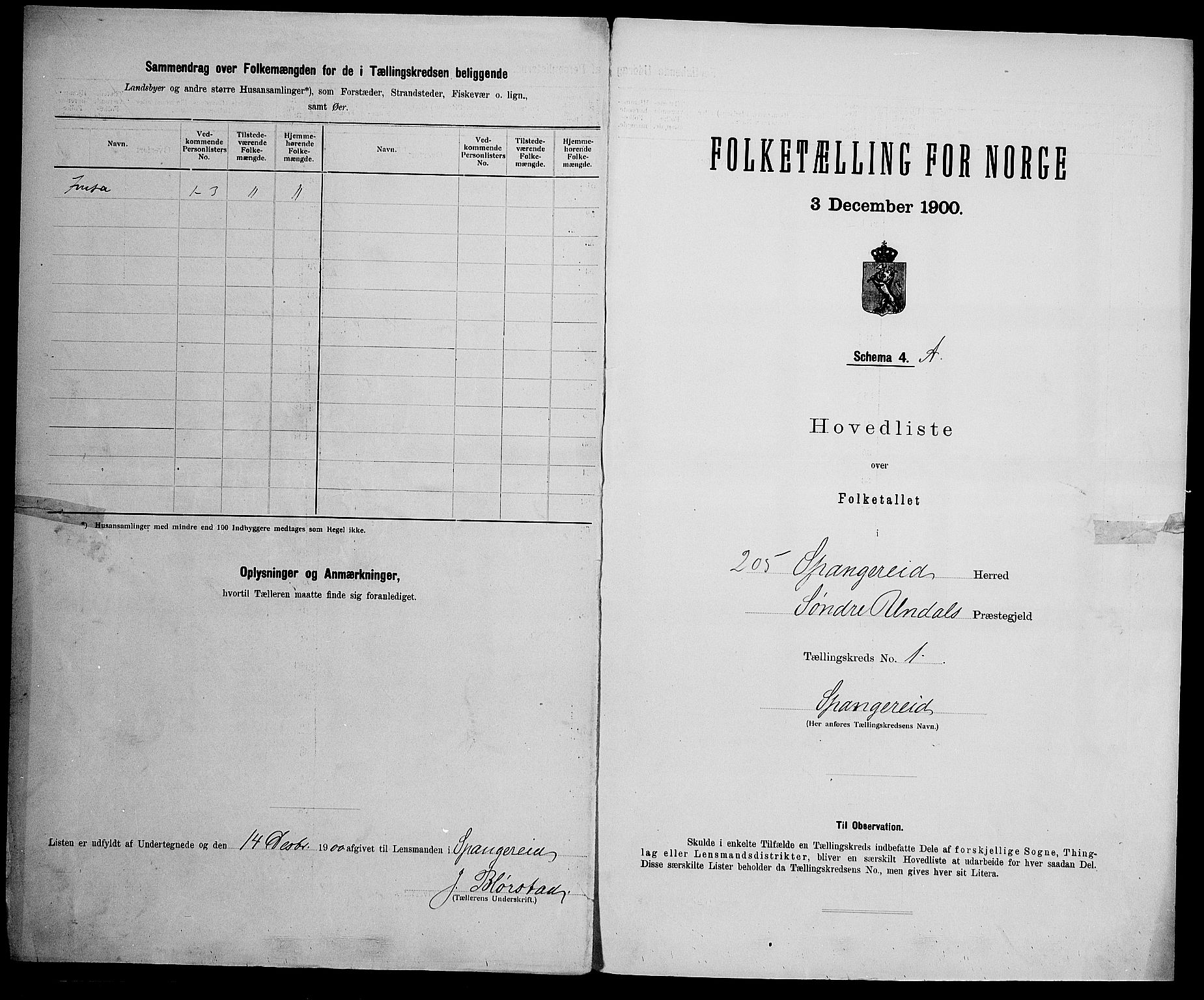 SAK, 1900 census for Spangereid, 1900, p. 12