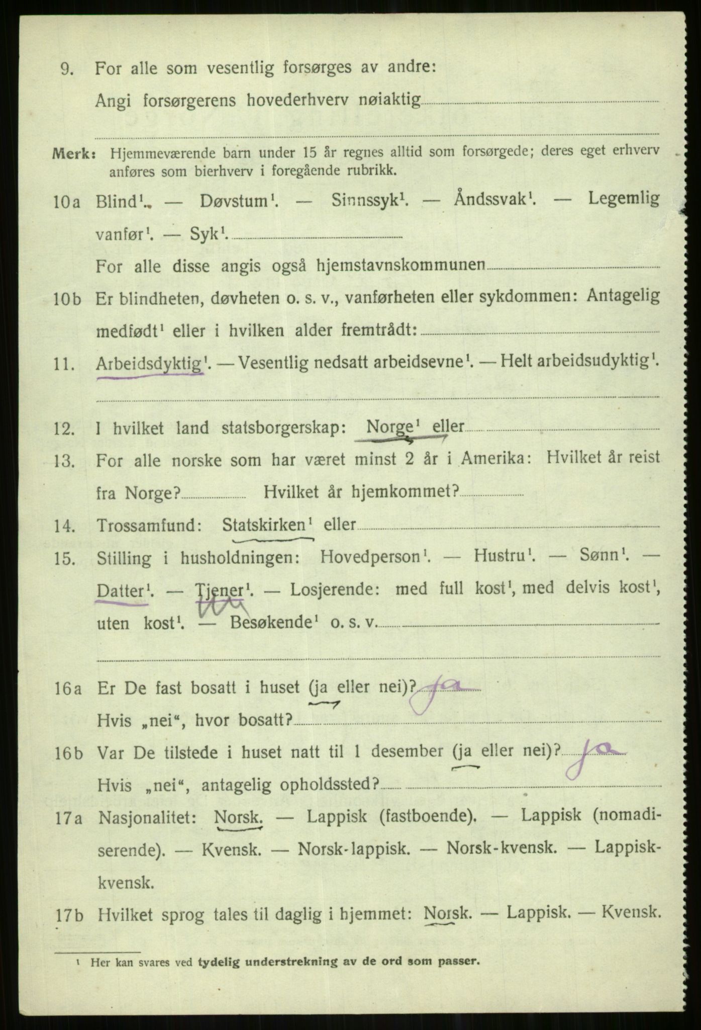 SATØ, 1920 census for Karlsøy, 1920, p. 4453