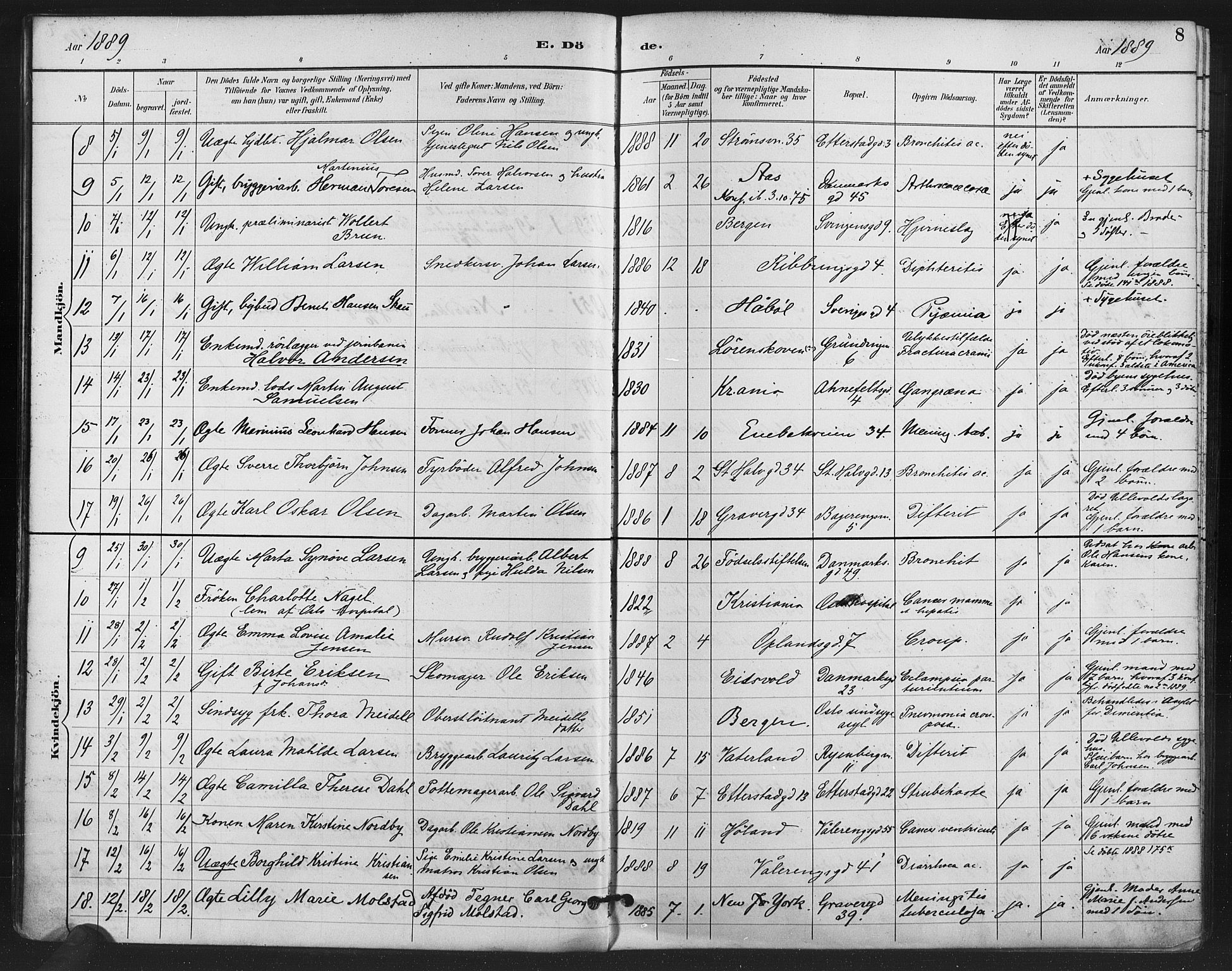 Gamlebyen prestekontor Kirkebøker, SAO/A-10884/F/Fa/L0009: Parish register (official) no. 9, 1888-1909, p. 8