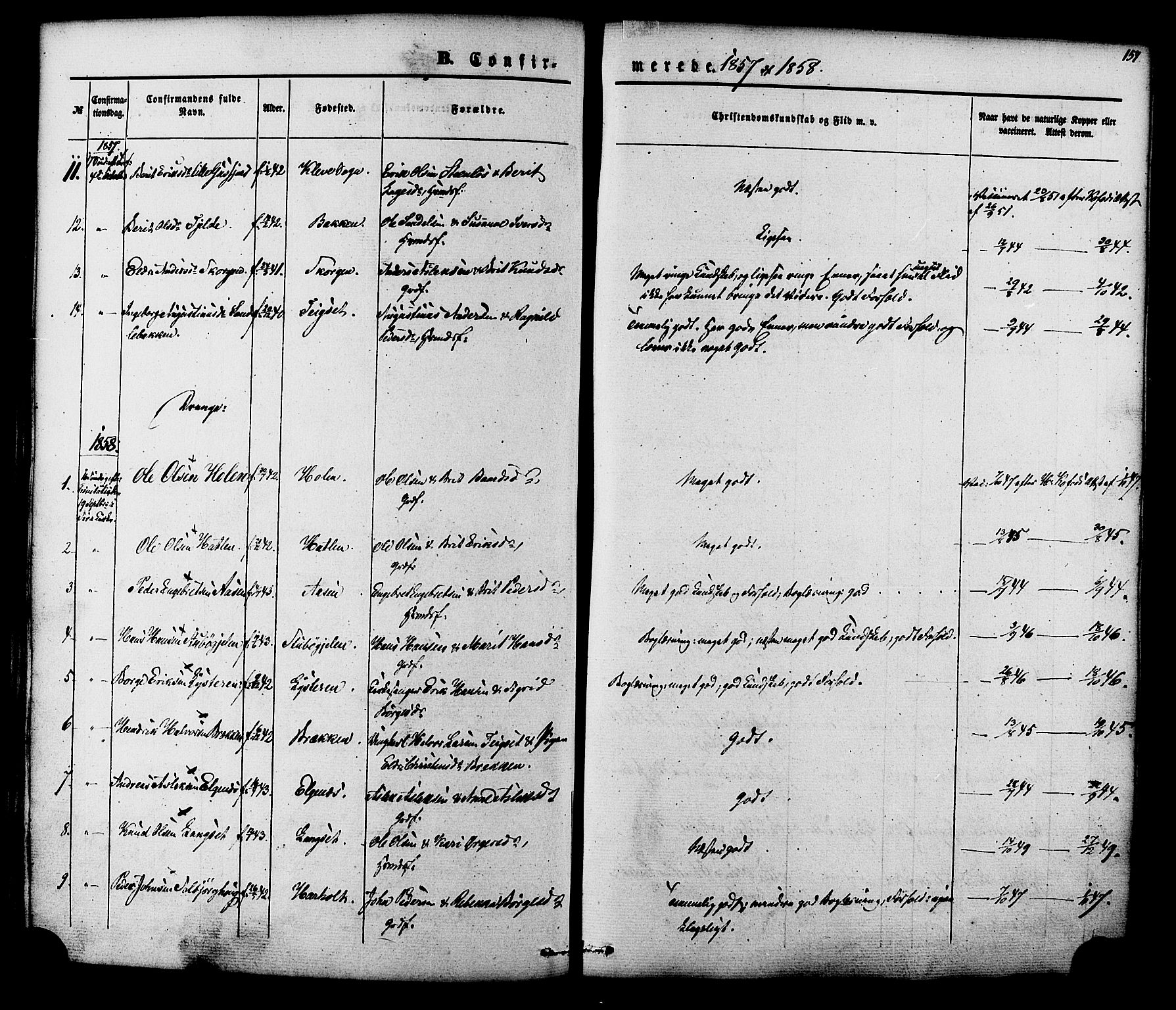 Ministerialprotokoller, klokkerbøker og fødselsregistre - Møre og Romsdal, SAT/A-1454/551/L0625: Parish register (official) no. 551A05, 1846-1879, p. 157