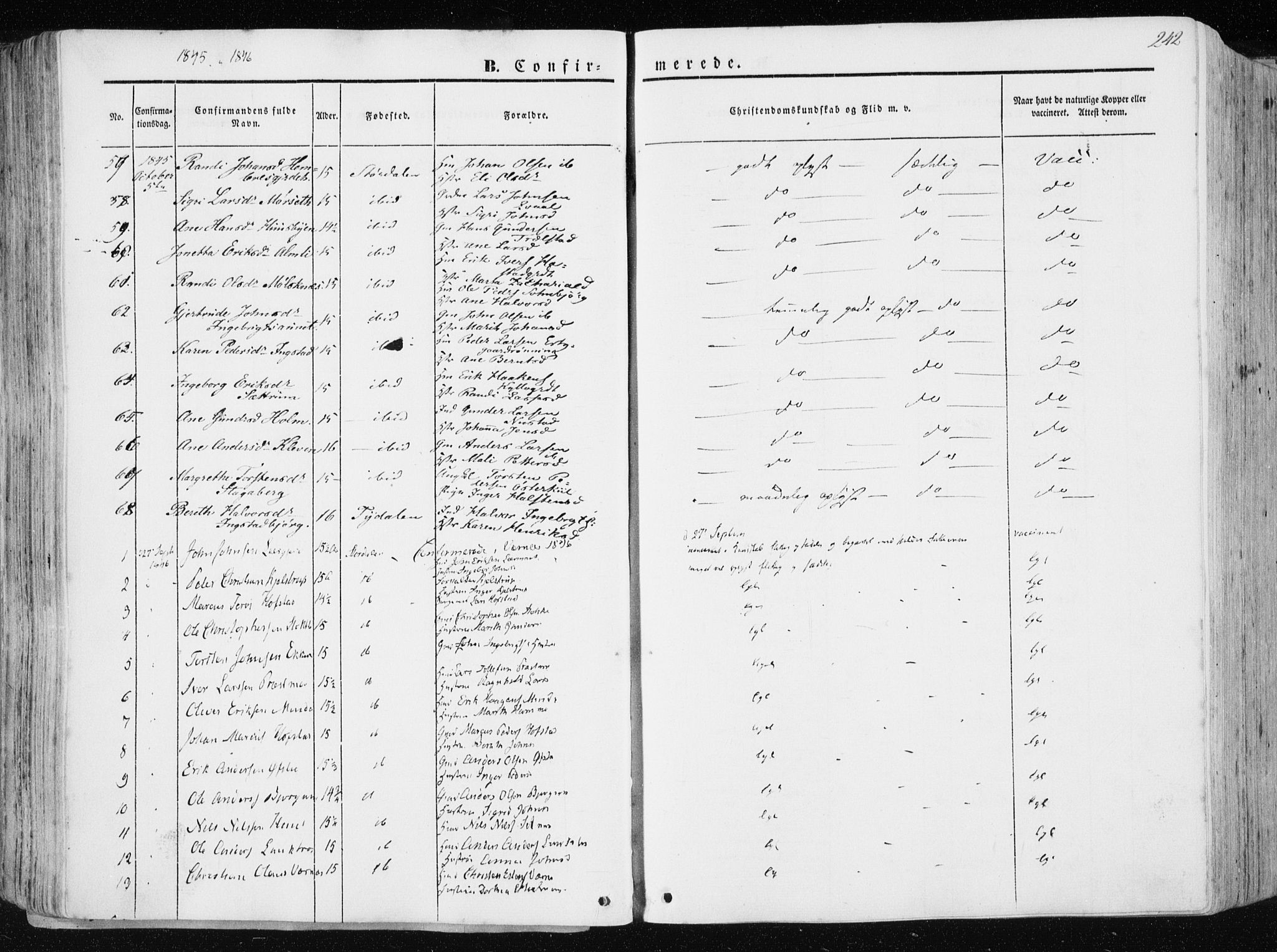 Ministerialprotokoller, klokkerbøker og fødselsregistre - Nord-Trøndelag, SAT/A-1458/709/L0074: Parish register (official) no. 709A14, 1845-1858, p. 242