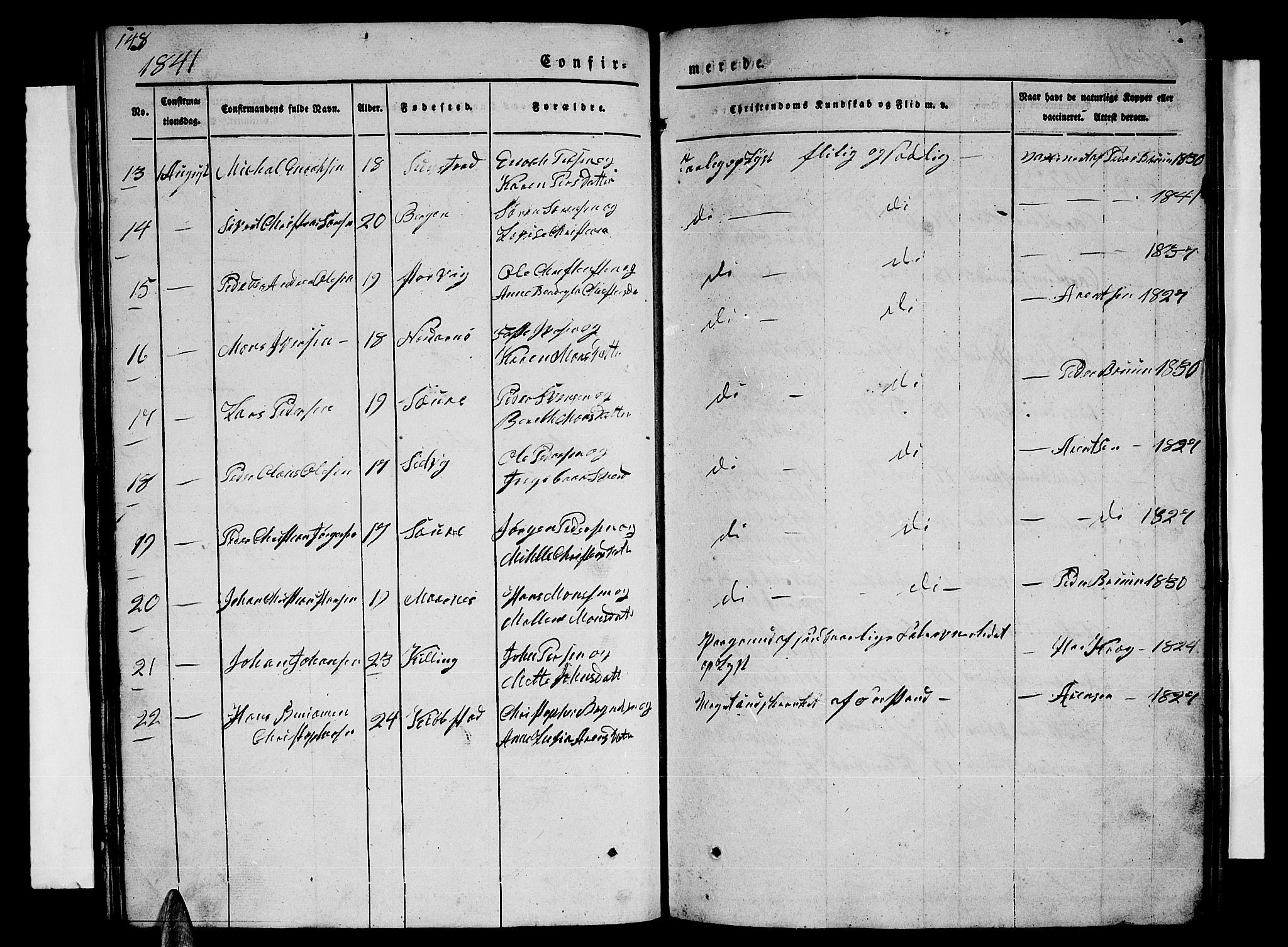 Ministerialprotokoller, klokkerbøker og fødselsregistre - Nordland, AV/SAT-A-1459/805/L0106: Parish register (copy) no. 805C02, 1841-1861, p. 148