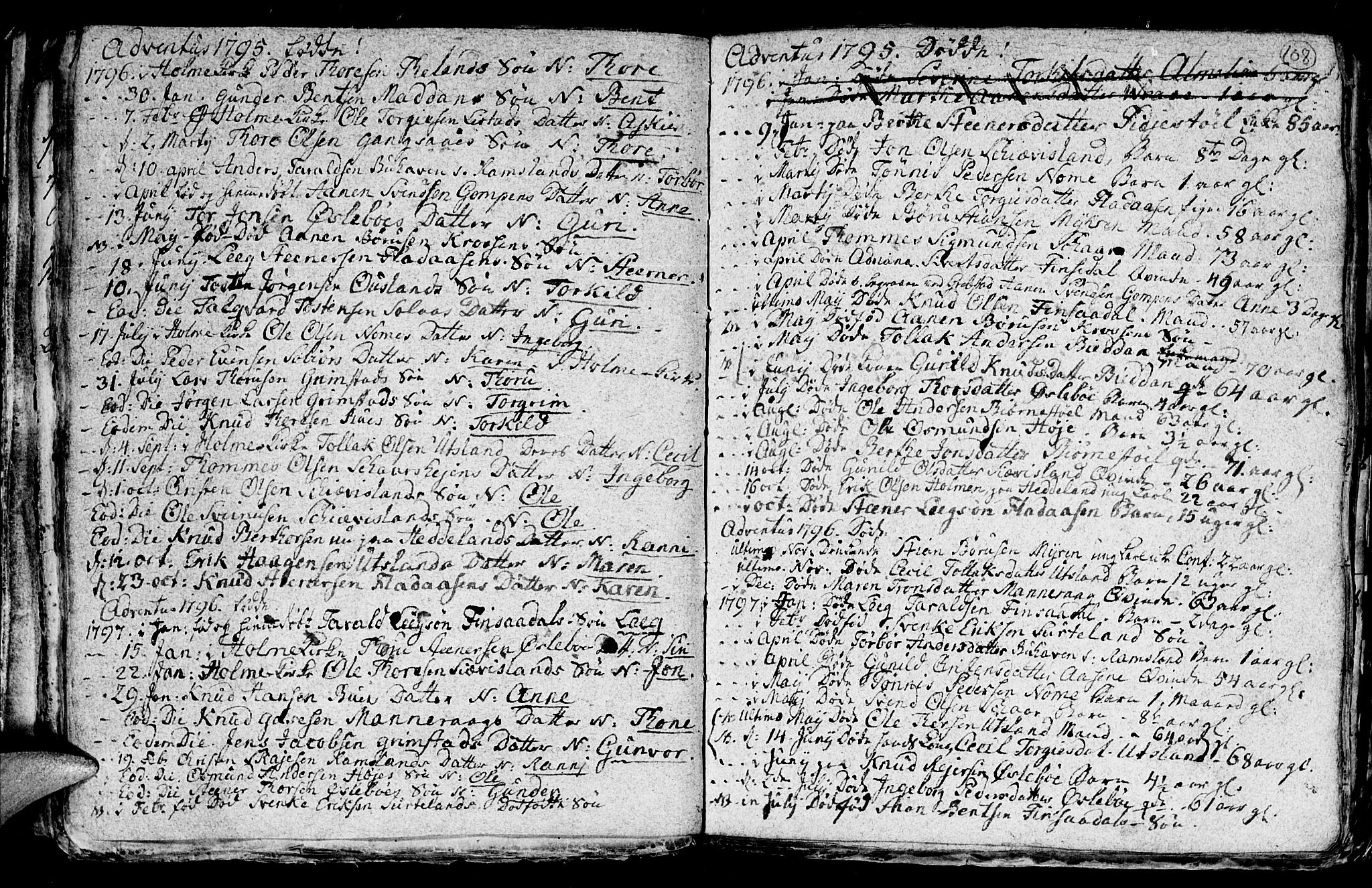 Holum sokneprestkontor, AV/SAK-1111-0022/F/Fb/Fba/L0001: Parish register (copy) no. B 1 /2, 1770-1802, p. 108