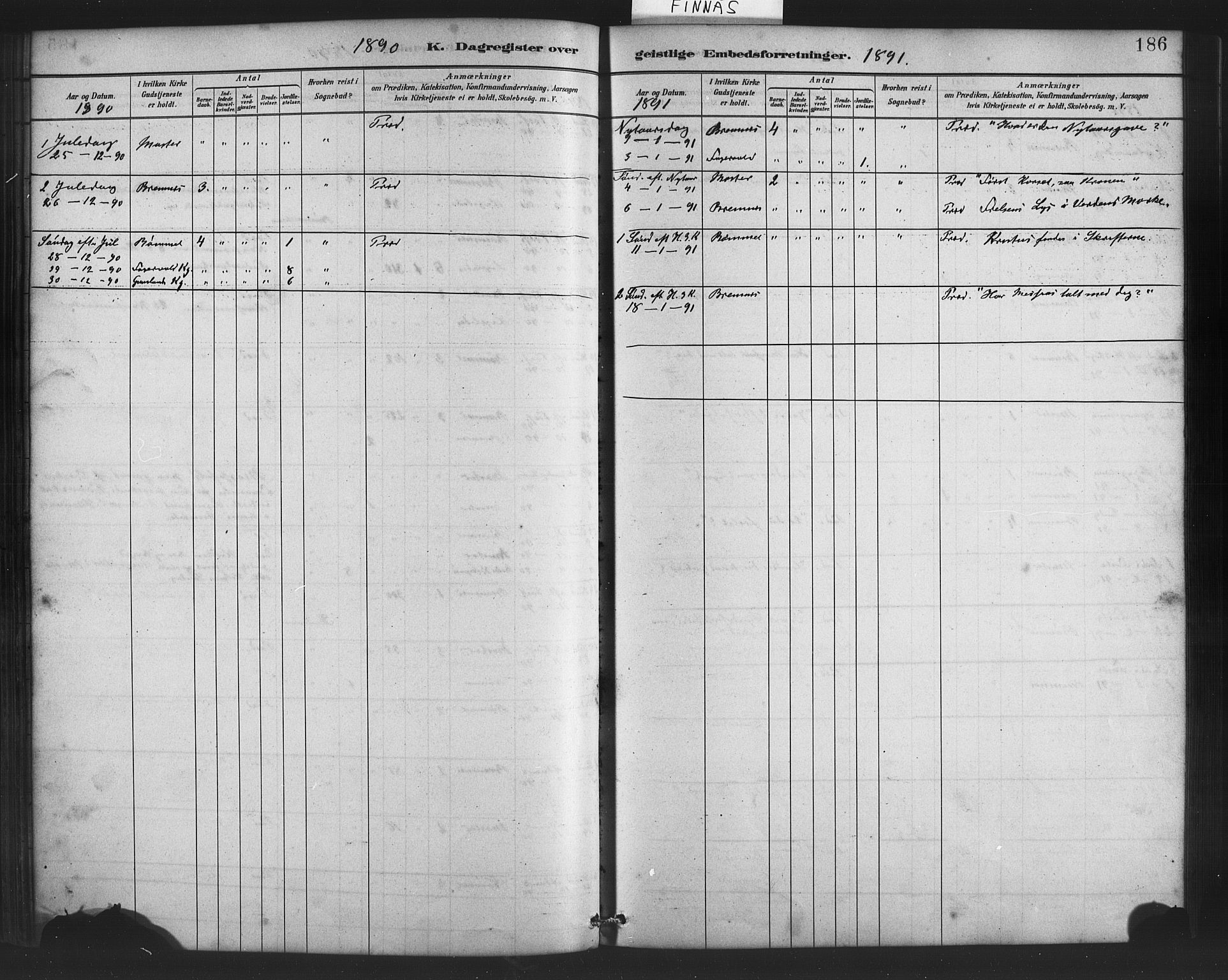 Finnås sokneprestembete, AV/SAB-A-99925/H/Ha/Haa/Haab/L0001: Parish register (official) no. B 1, 1881-1894, p. 186