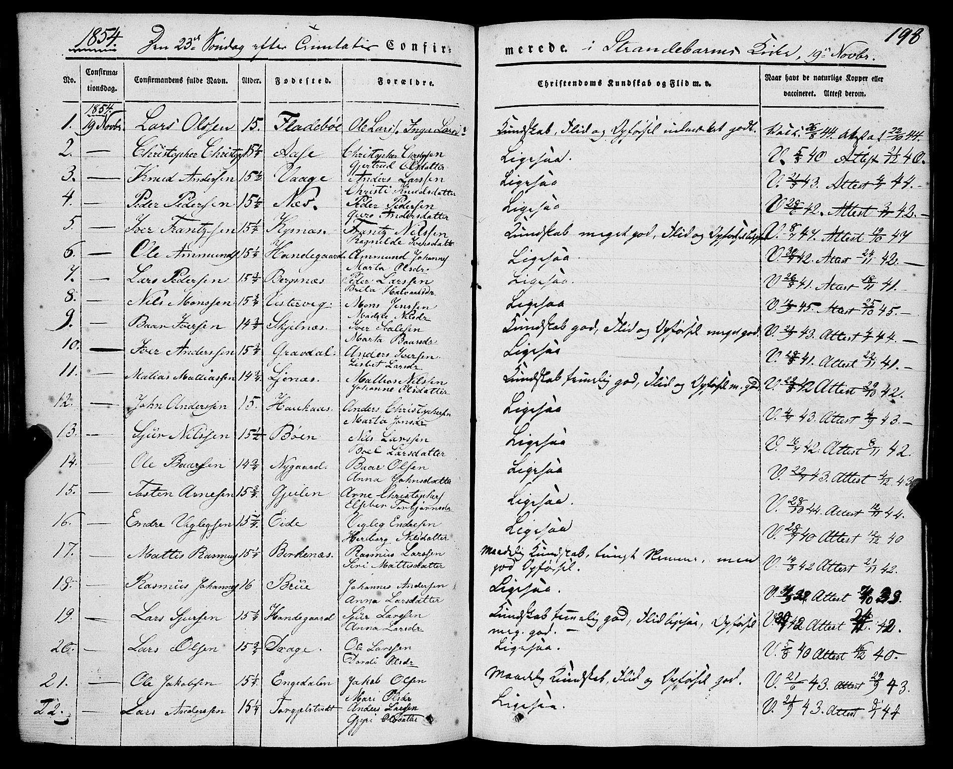 Strandebarm sokneprestembete, AV/SAB-A-78401/H/Haa: Parish register (official) no. A 7, 1844-1872, p. 198