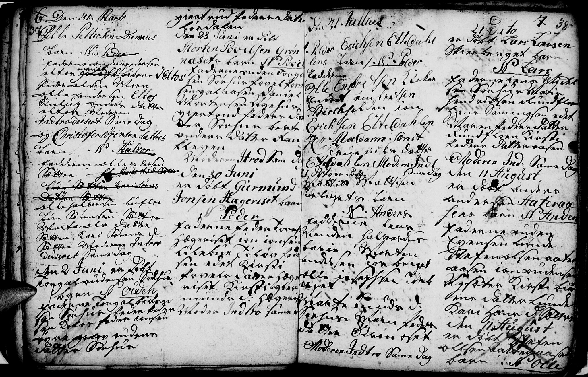 Trysil prestekontor, SAH/PREST-046/H/Ha/Hab/L0001: Parish register (copy) no. 1, 1781-1799, p. 37-38
