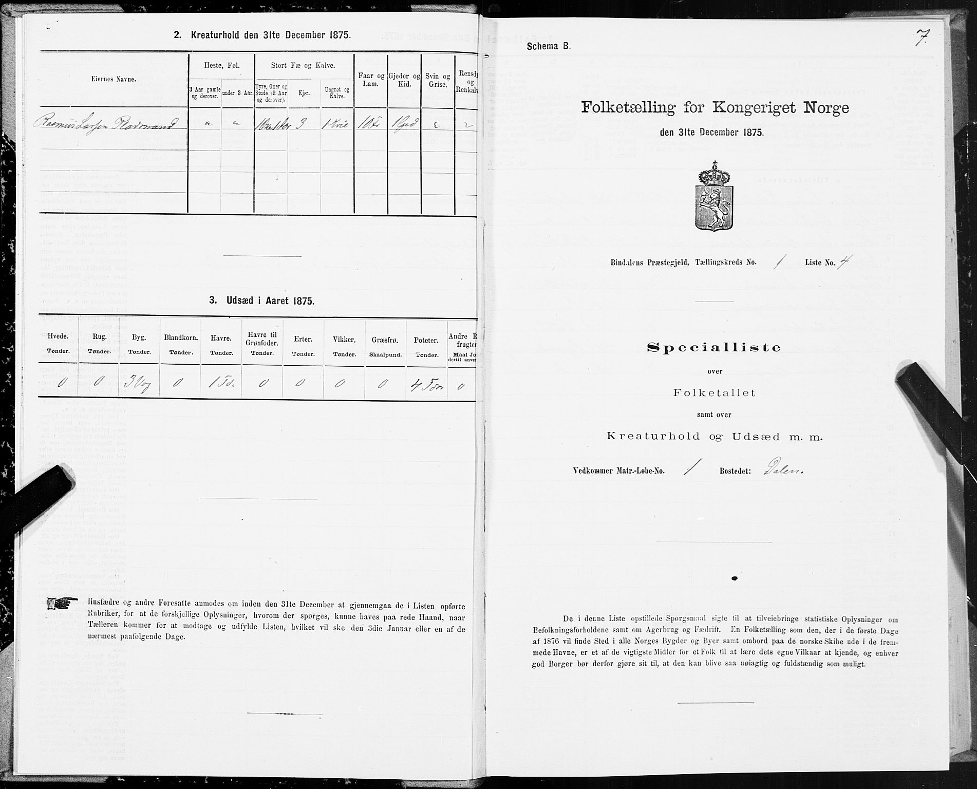 SAT, 1875 census for 1811P Bindal, 1875, p. 1007