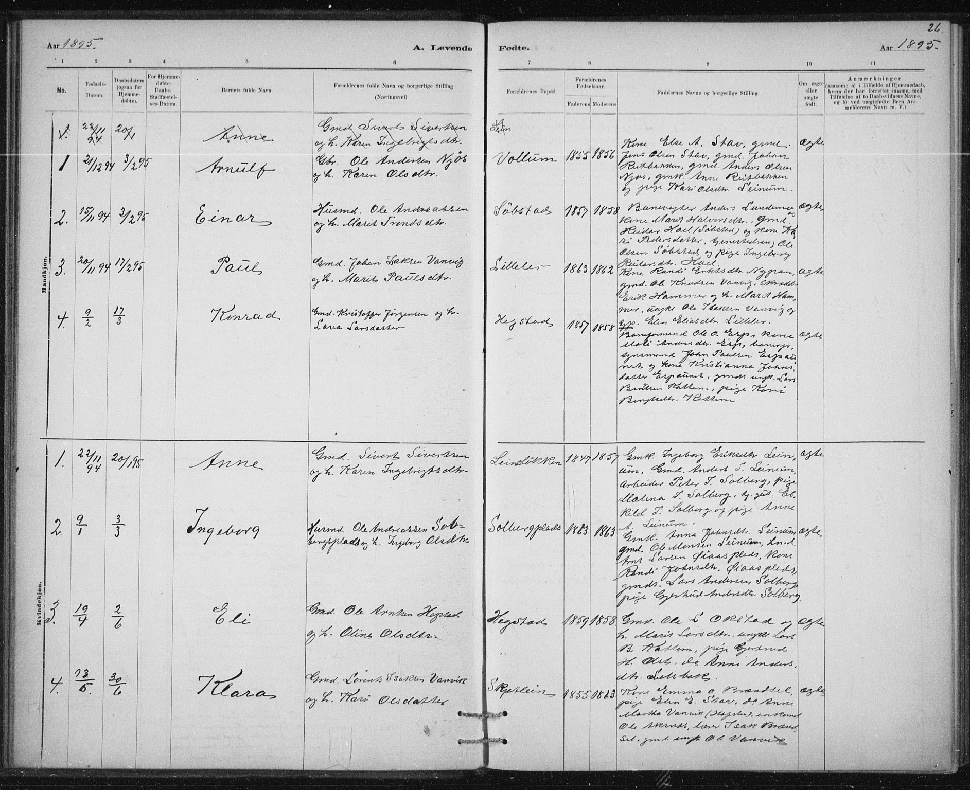 Ministerialprotokoller, klokkerbøker og fødselsregistre - Sør-Trøndelag, AV/SAT-A-1456/613/L0392: Parish register (official) no. 613A01, 1887-1906, p. 26