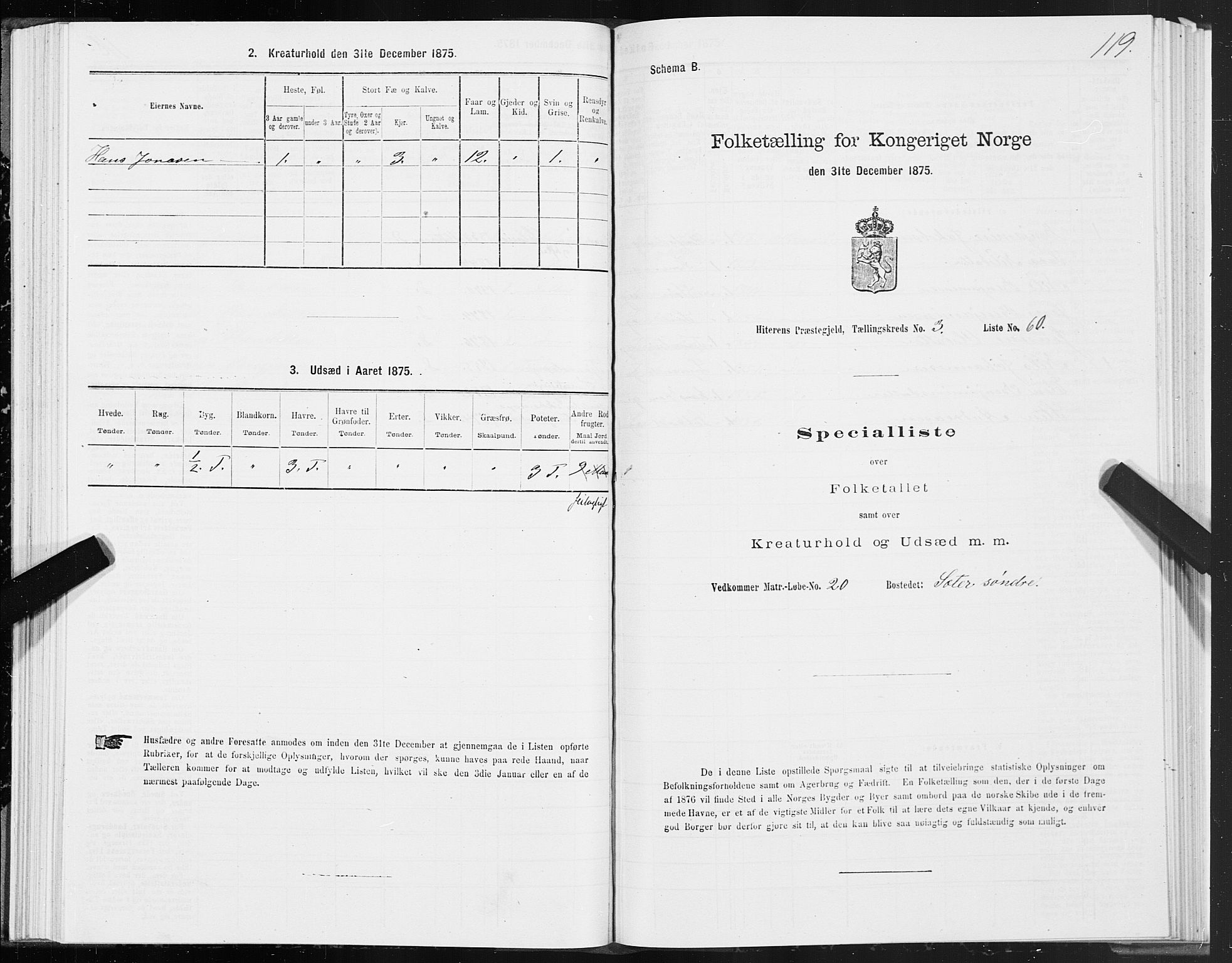 SAT, 1875 census for 1617P Hitra, 1875, p. 2119