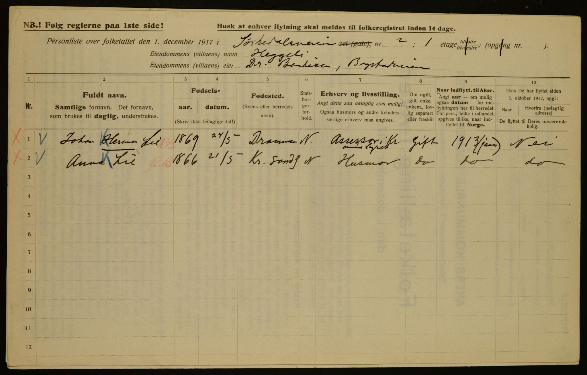 OBA, Municipal Census 1917 for Aker, 1917, p. 16