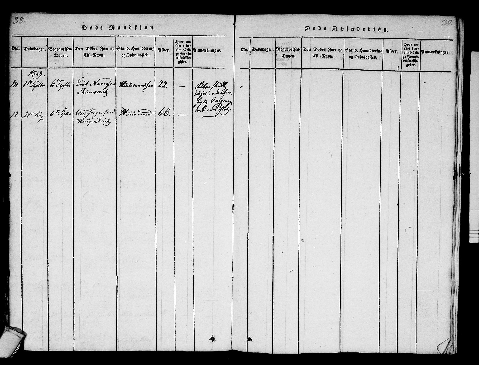 Krødsherad kirkebøker, AV/SAKO-A-19/F/Fa/L0001: Parish register (official) no. 1, 1815-1829, p. 38-39