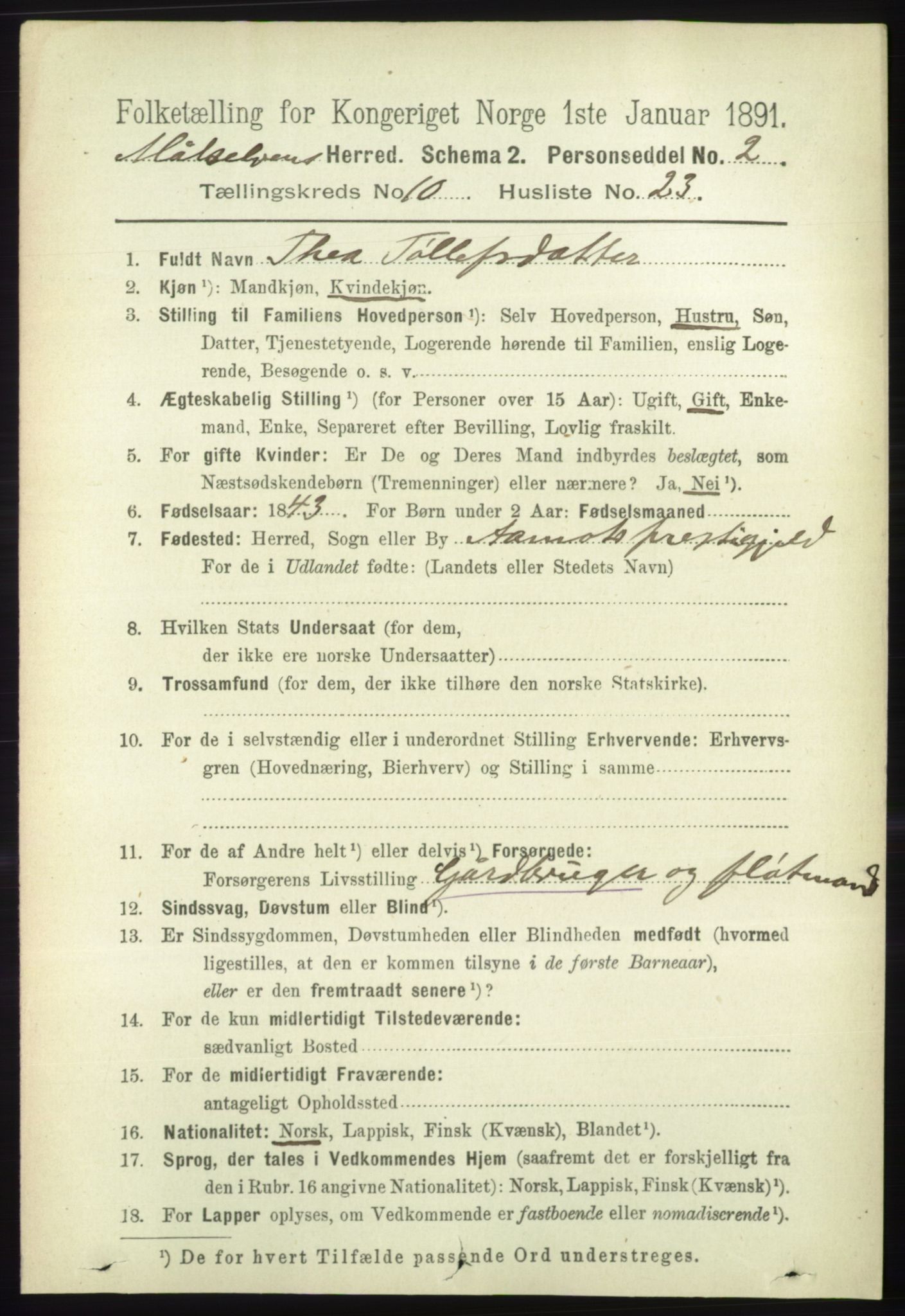 RA, 1891 census for 1924 Målselv, 1891, p. 3172
