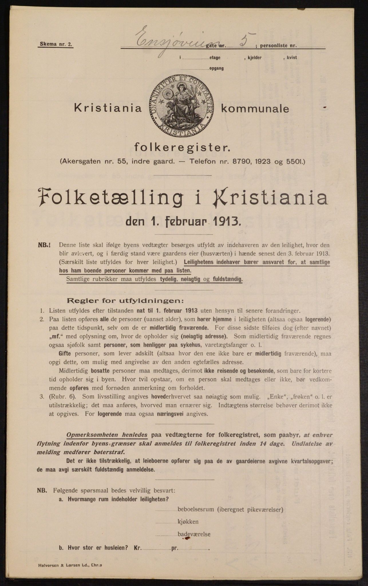 OBA, Municipal Census 1913 for Kristiania, 1913, p. 22049