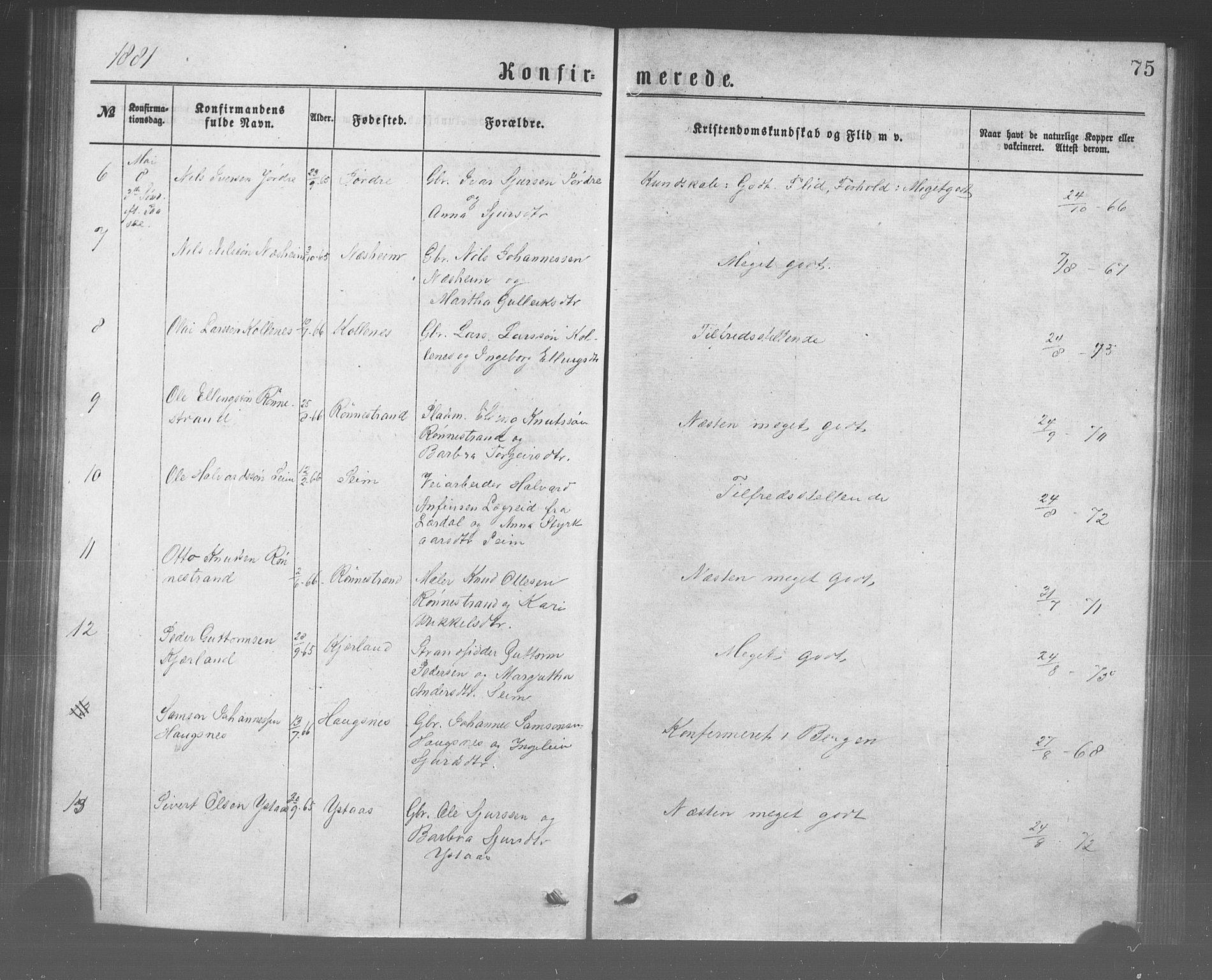 Ulvik sokneprestembete, AV/SAB-A-78801/H/Haa: Parish register (official) no. A 17, 1873-1891, p. 75