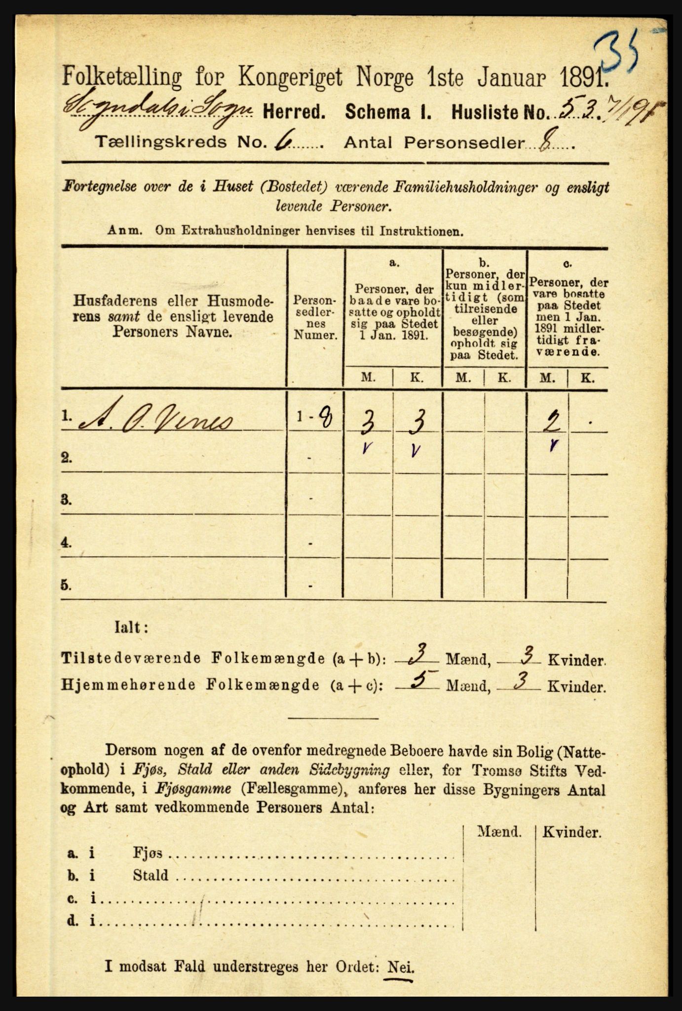 RA, 1891 census for 1420 Sogndal, 1891, p. 2600