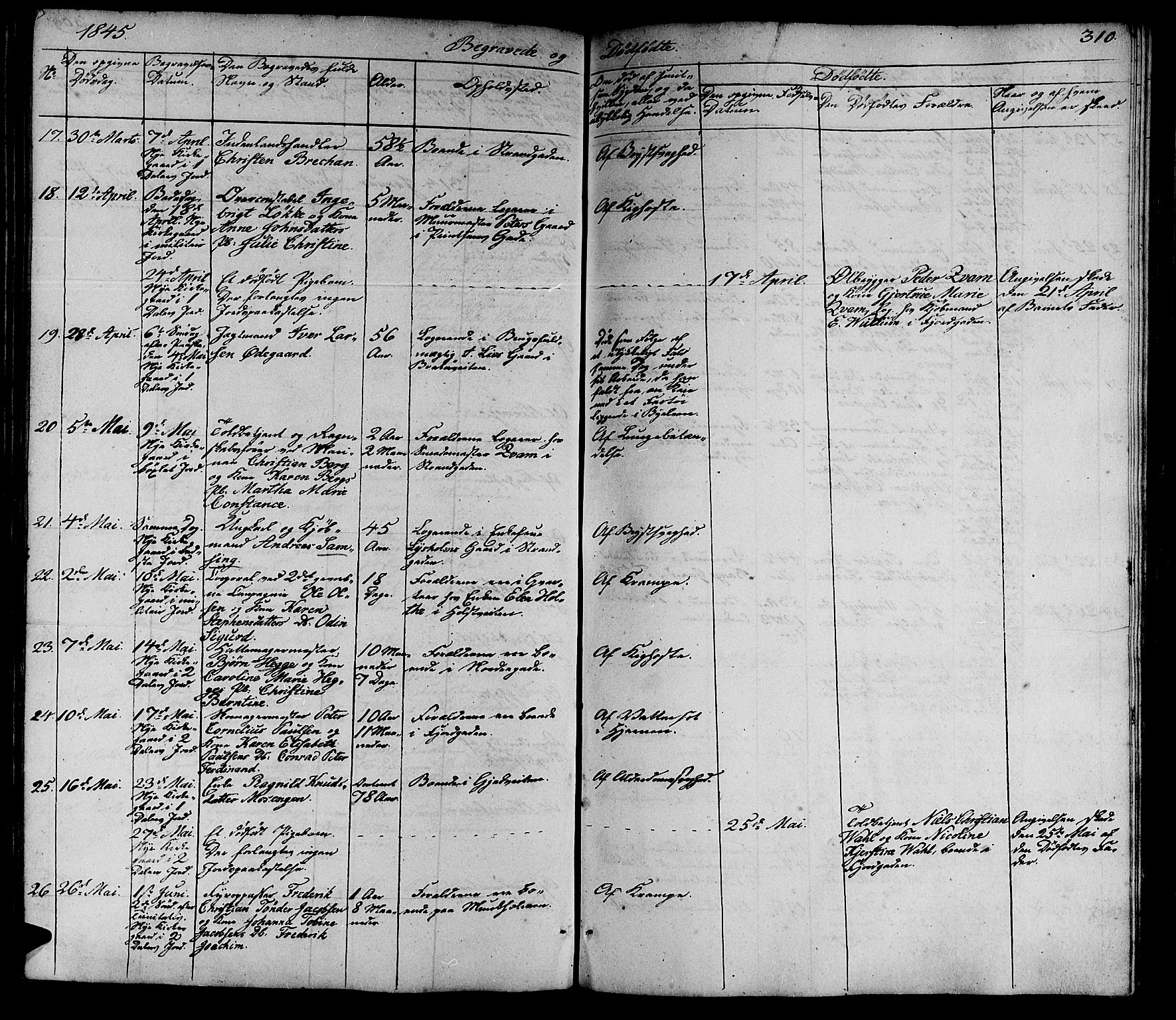 Ministerialprotokoller, klokkerbøker og fødselsregistre - Sør-Trøndelag, AV/SAT-A-1456/602/L0136: Parish register (copy) no. 602C04, 1833-1845, p. 310