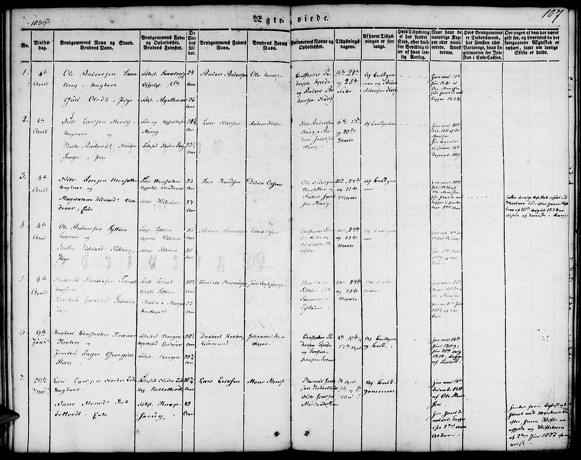 Fjell sokneprestembete, AV/SAB-A-75301/H/Haa: Parish register (official) no. A 1, 1835-1850, p. 107