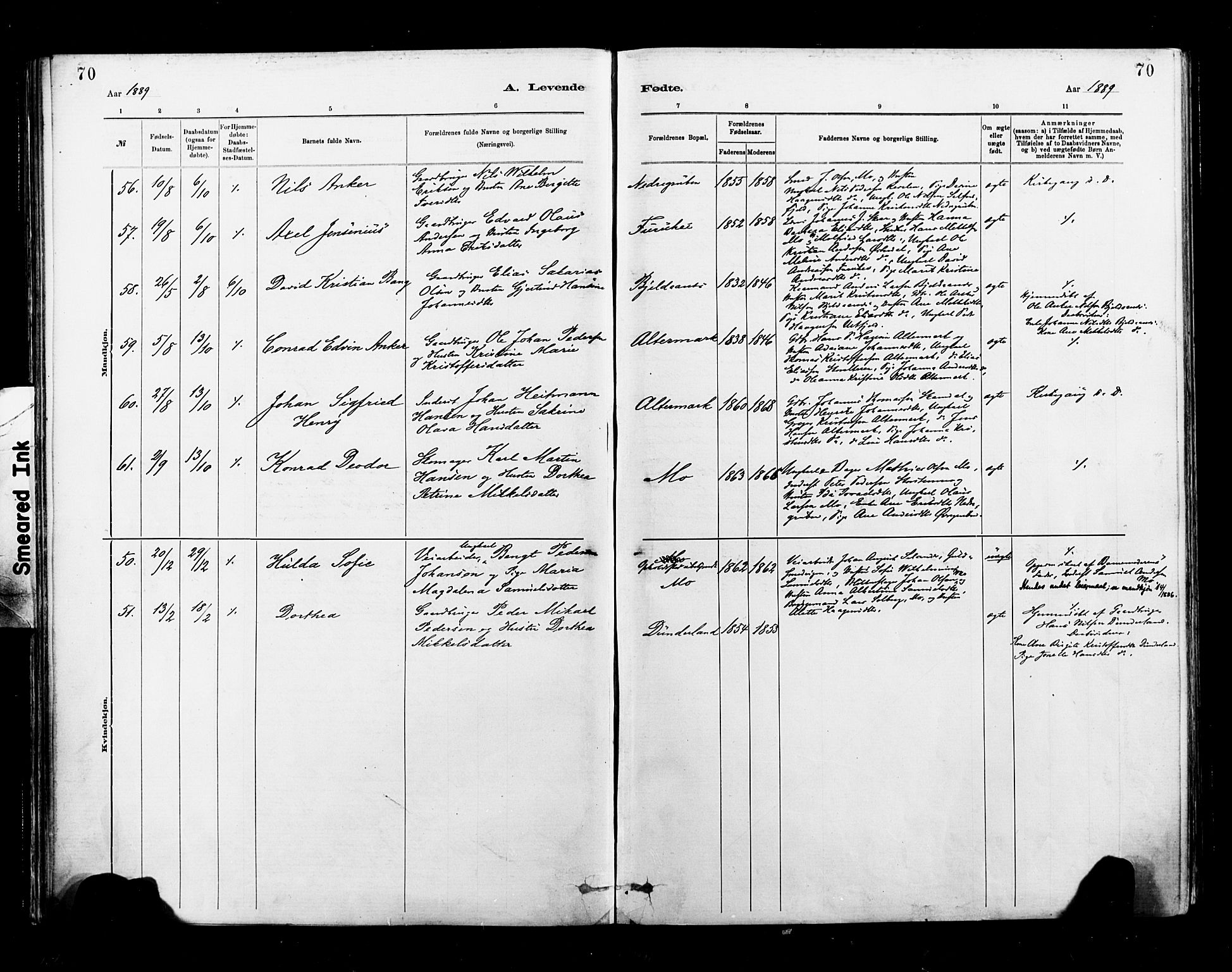 Ministerialprotokoller, klokkerbøker og fødselsregistre - Nordland, SAT/A-1459/827/L0400: Parish register (official) no. 827A12, 1883-1903, p. 70