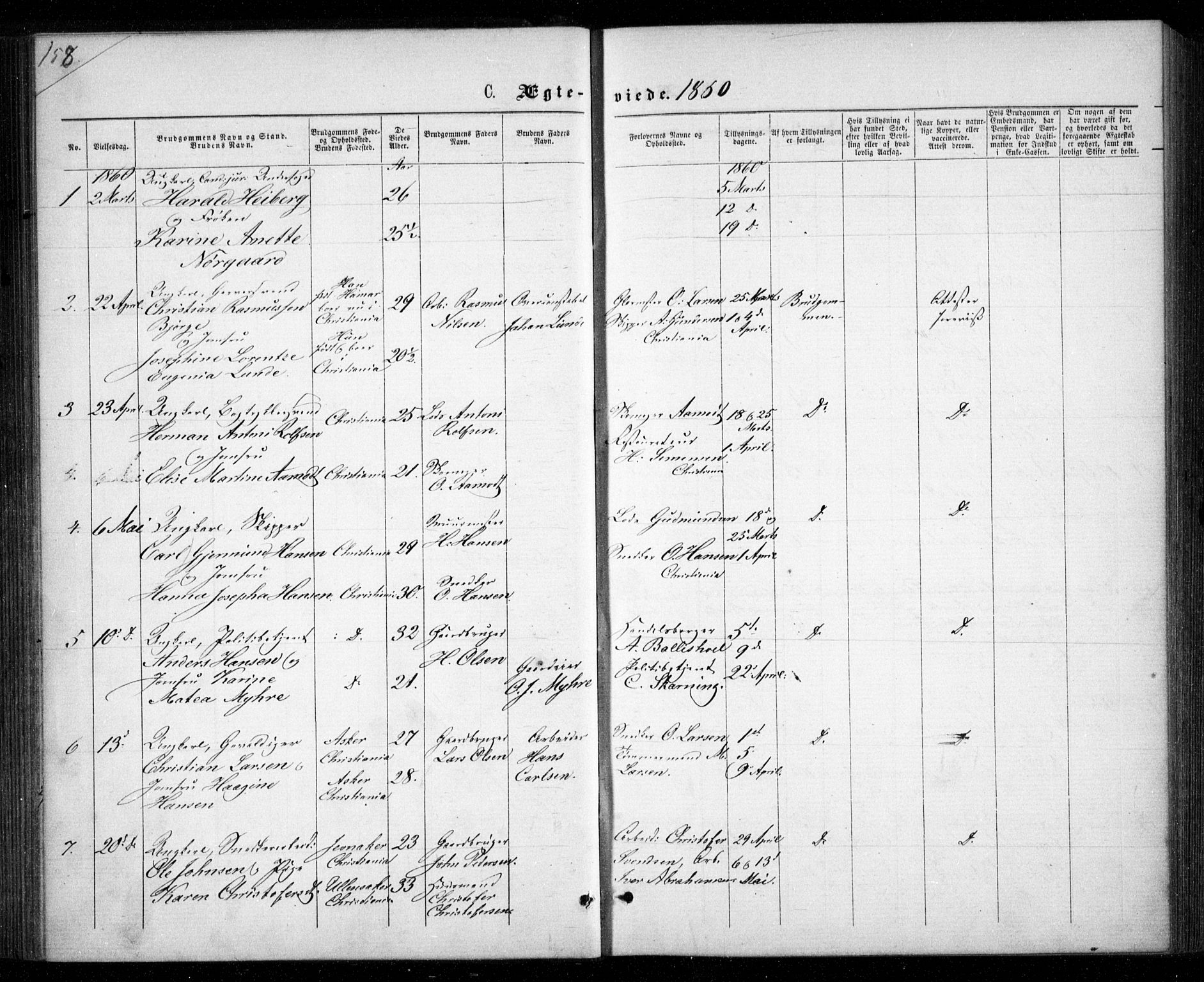 Garnisonsmenigheten Kirkebøker, SAO/A-10846/G/Ga/L0006: Parish register (copy) no. 6, 1860-1880, p. 158