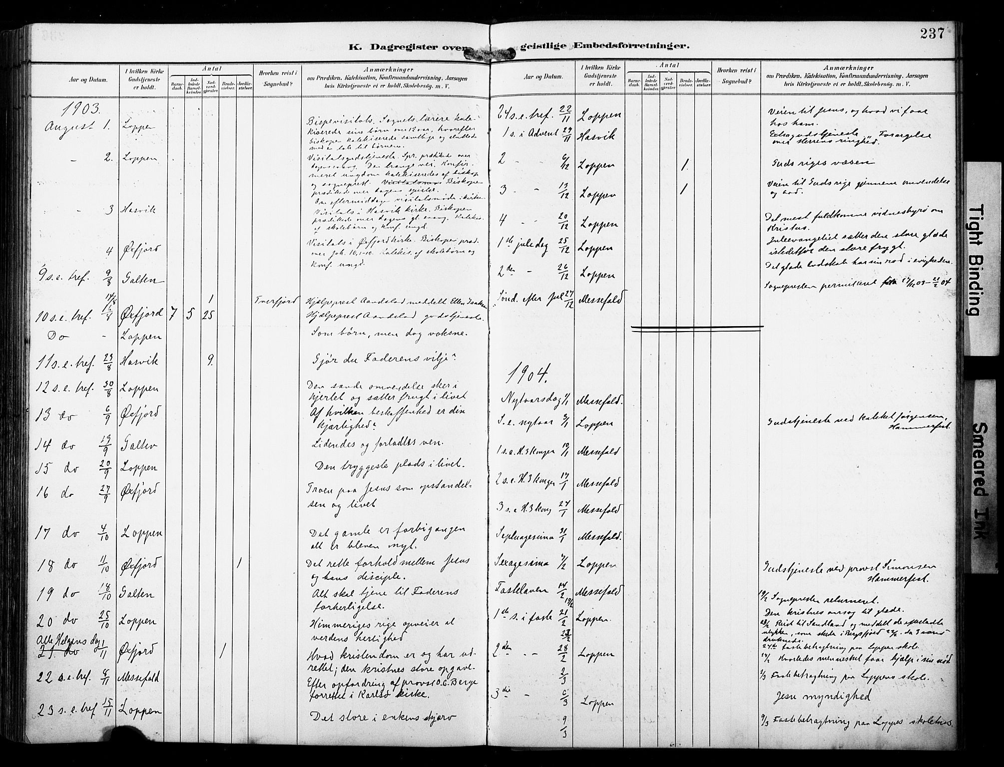 Loppa sokneprestkontor, AV/SATØ-S-1339/H/Ha/L0009kirke: Parish register (official) no. 9, 1895-1909, p. 237