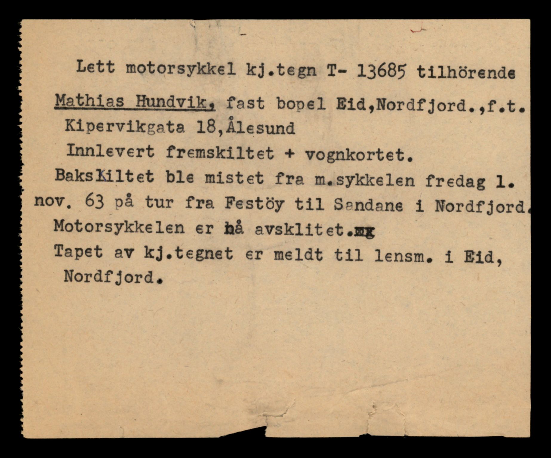 Møre og Romsdal vegkontor - Ålesund trafikkstasjon, AV/SAT-A-4099/F/Fe/L0040: Registreringskort for kjøretøy T 13531 - T 13709, 1927-1998, p. 2655