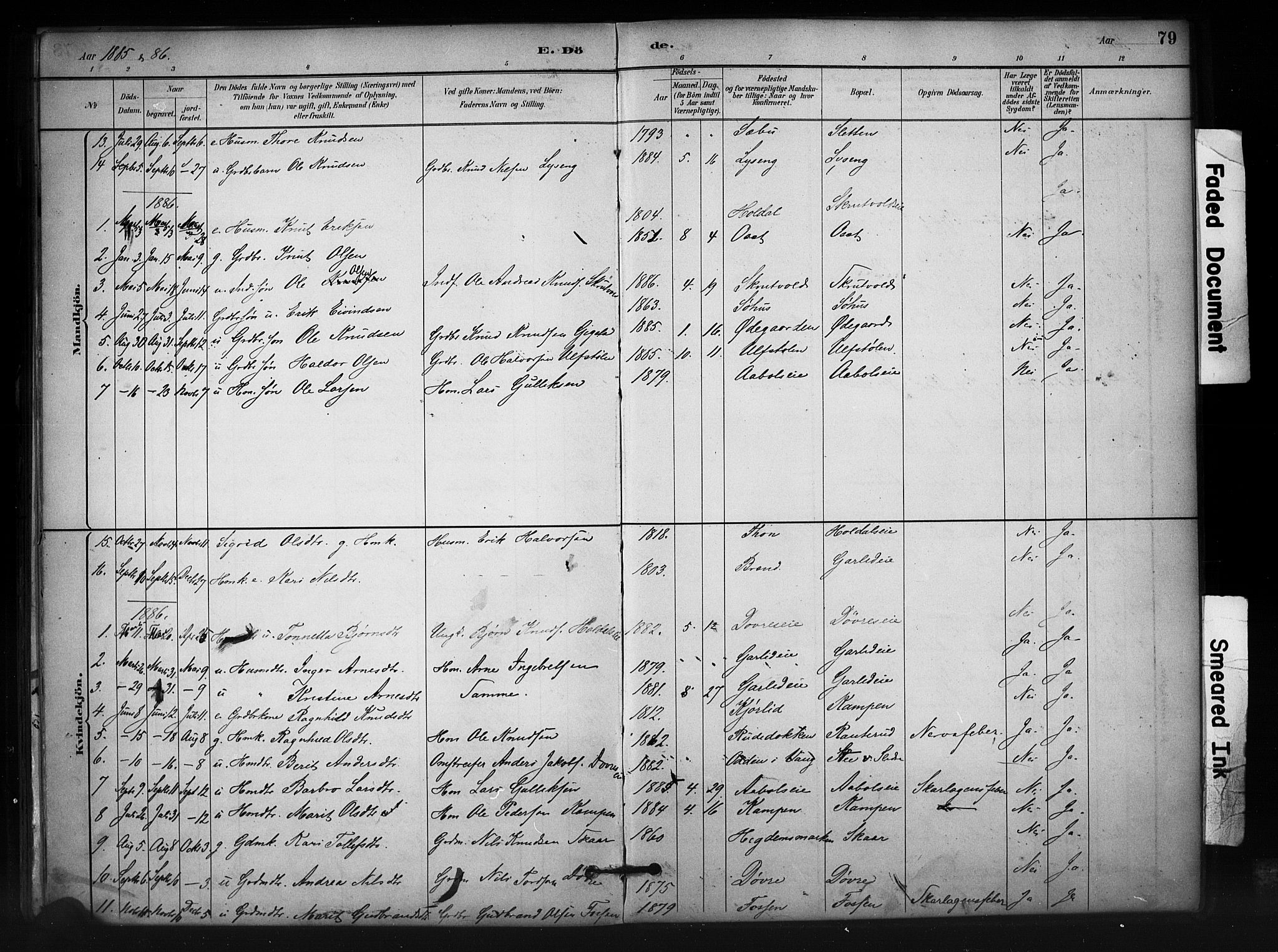 Nord-Aurdal prestekontor, SAH/PREST-132/H/Ha/Haa/L0012: Parish register (official) no. 12, 1883-1895, p. 79