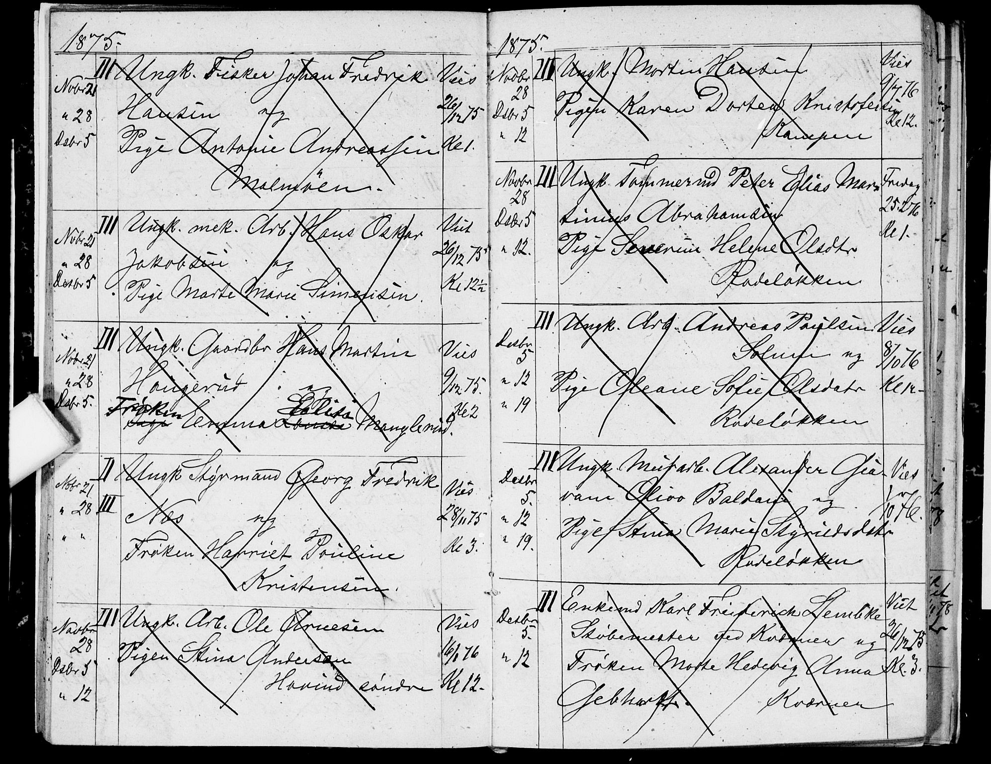 Østre Aker prestekontor Kirkebøker, AV/SAO-A-10840/H/Ha/L0003: Banns register no. I 3, 1873-1878