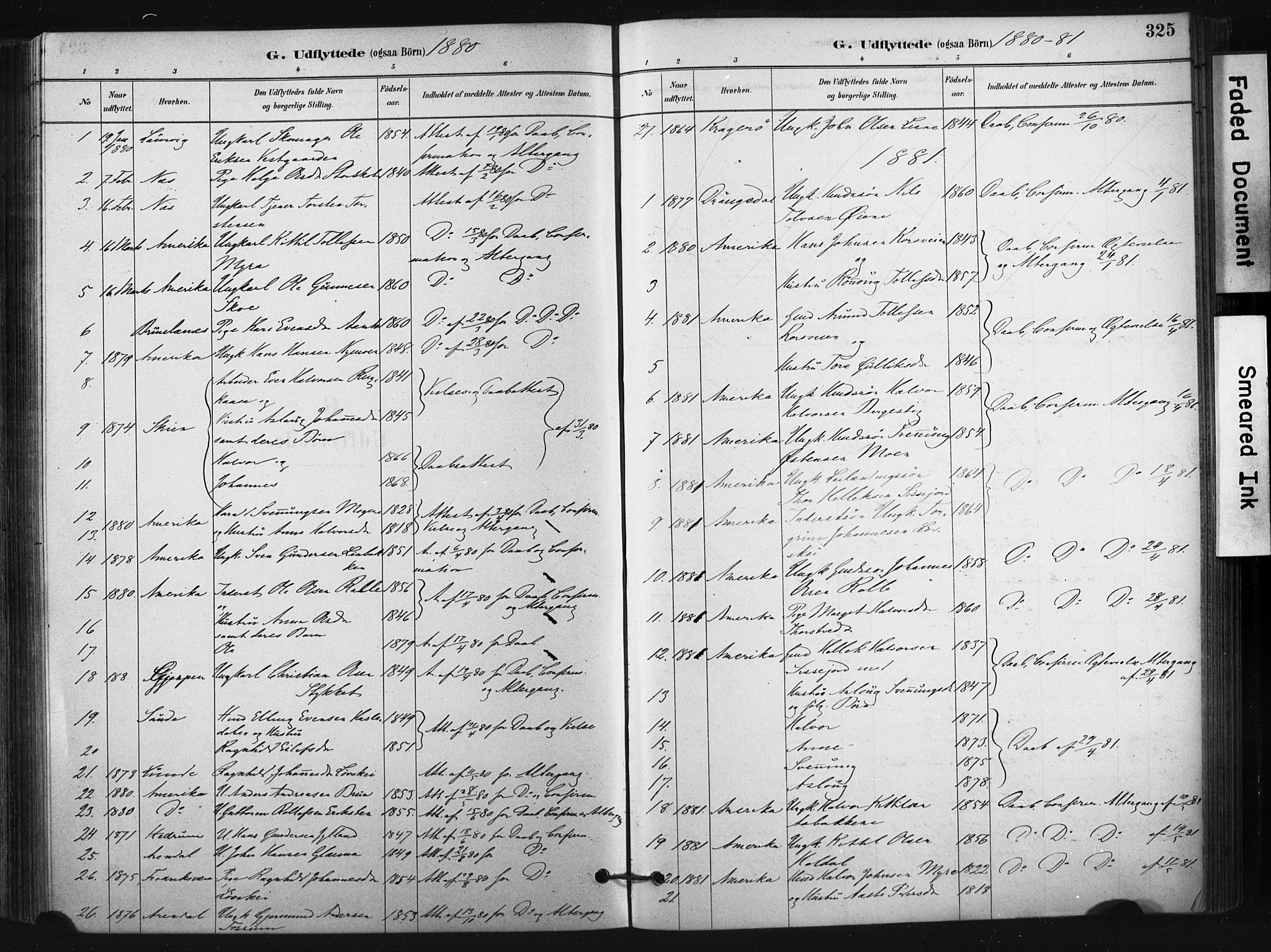Bø kirkebøker, SAKO/A-257/F/Fa/L0010: Parish register (official) no. 10, 1880-1892, p. 325