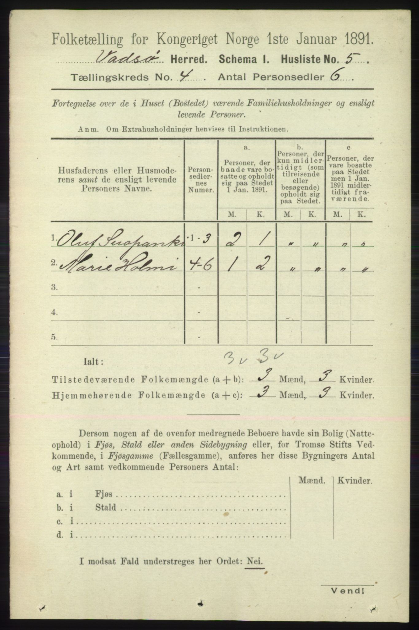 RA, 1891 census for 2029 Vadsø, 1891, p. 1148