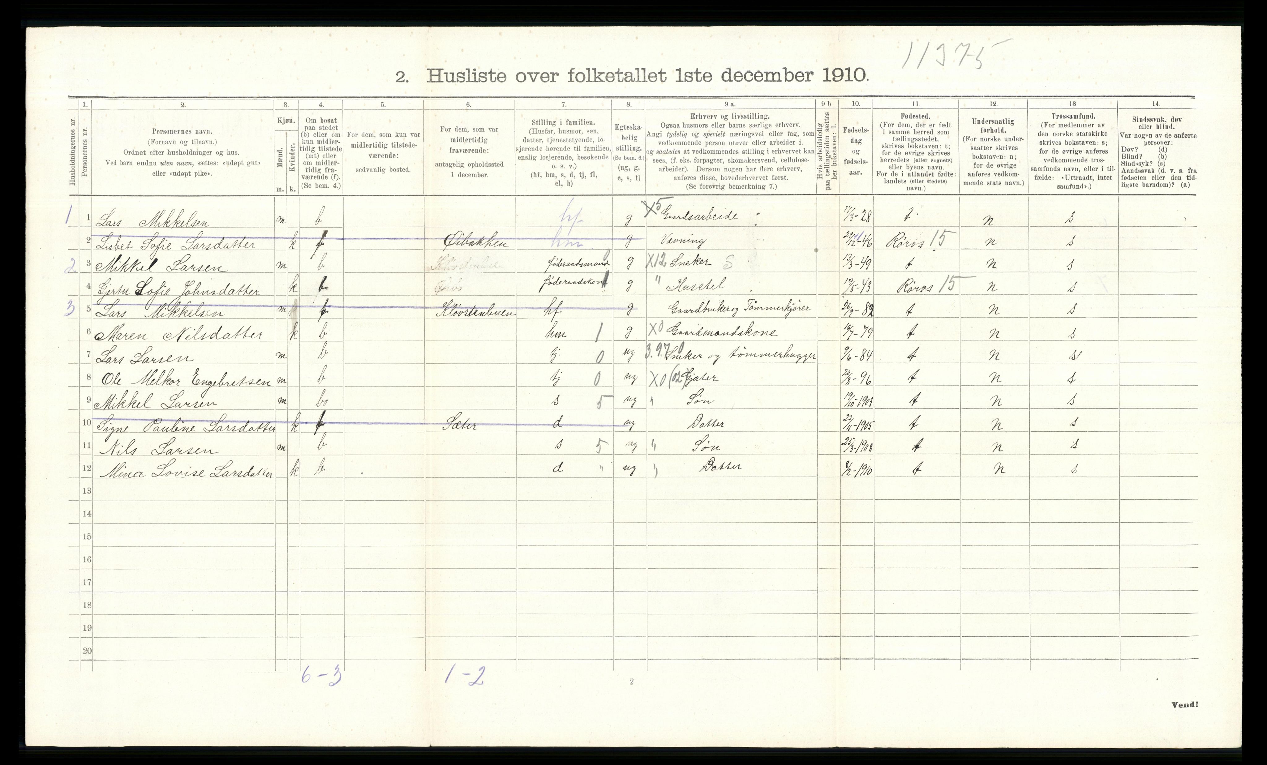 RA, 1910 census for Tolga, 1910, p. 691