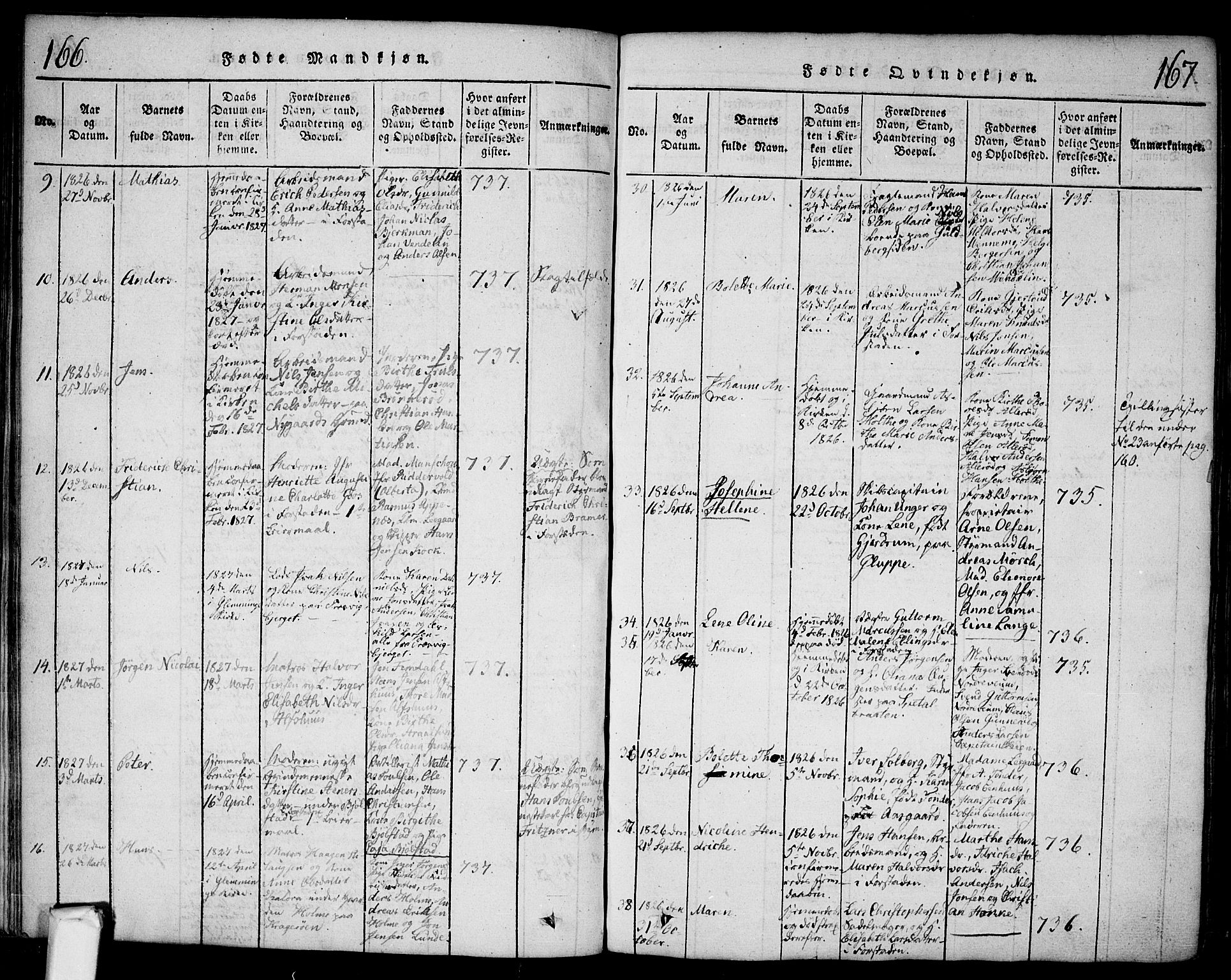 Glemmen prestekontor Kirkebøker, SAO/A-10908/F/Fa/L0004: Parish register (official) no. 4, 1816-1838, p. 166-167