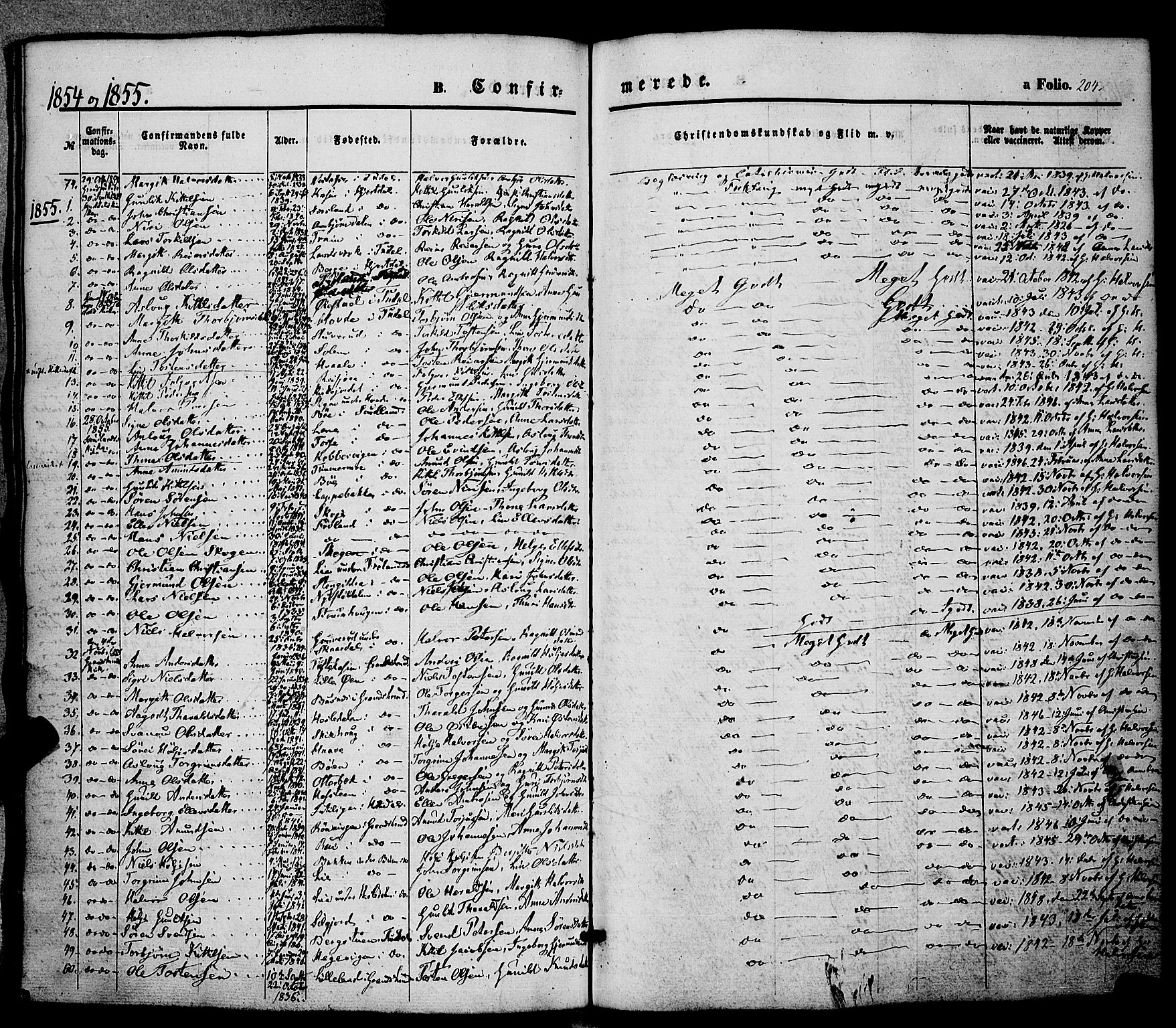 Hjartdal kirkebøker, SAKO/A-270/F/Fa/L0008: Parish register (official) no. I 8, 1844-1859, p. 204